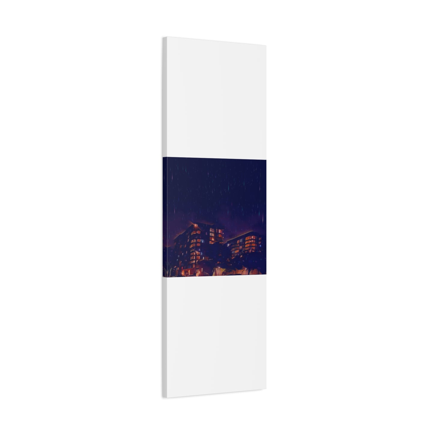 Neon Percipitation @ night - Canvas Print — Moody Urban Wall Art