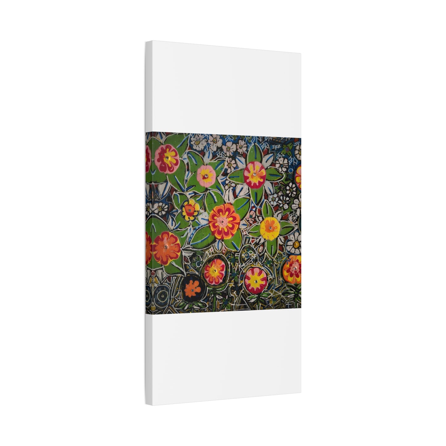 Urban_gardening-04 - Floral Pop Matte Stretched Canvas – Colorful Hand-Painted Garden Wall Art
