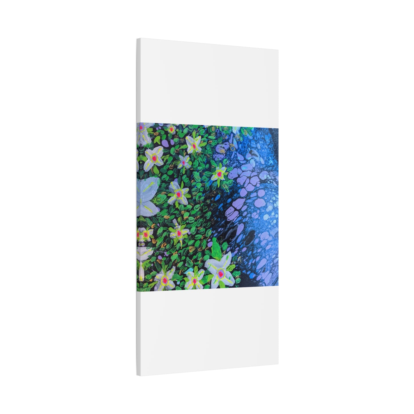 Floetrol&Flowers -  Reef Matte Canvas Wall Art — Blue & Green Abstract Flower Painting