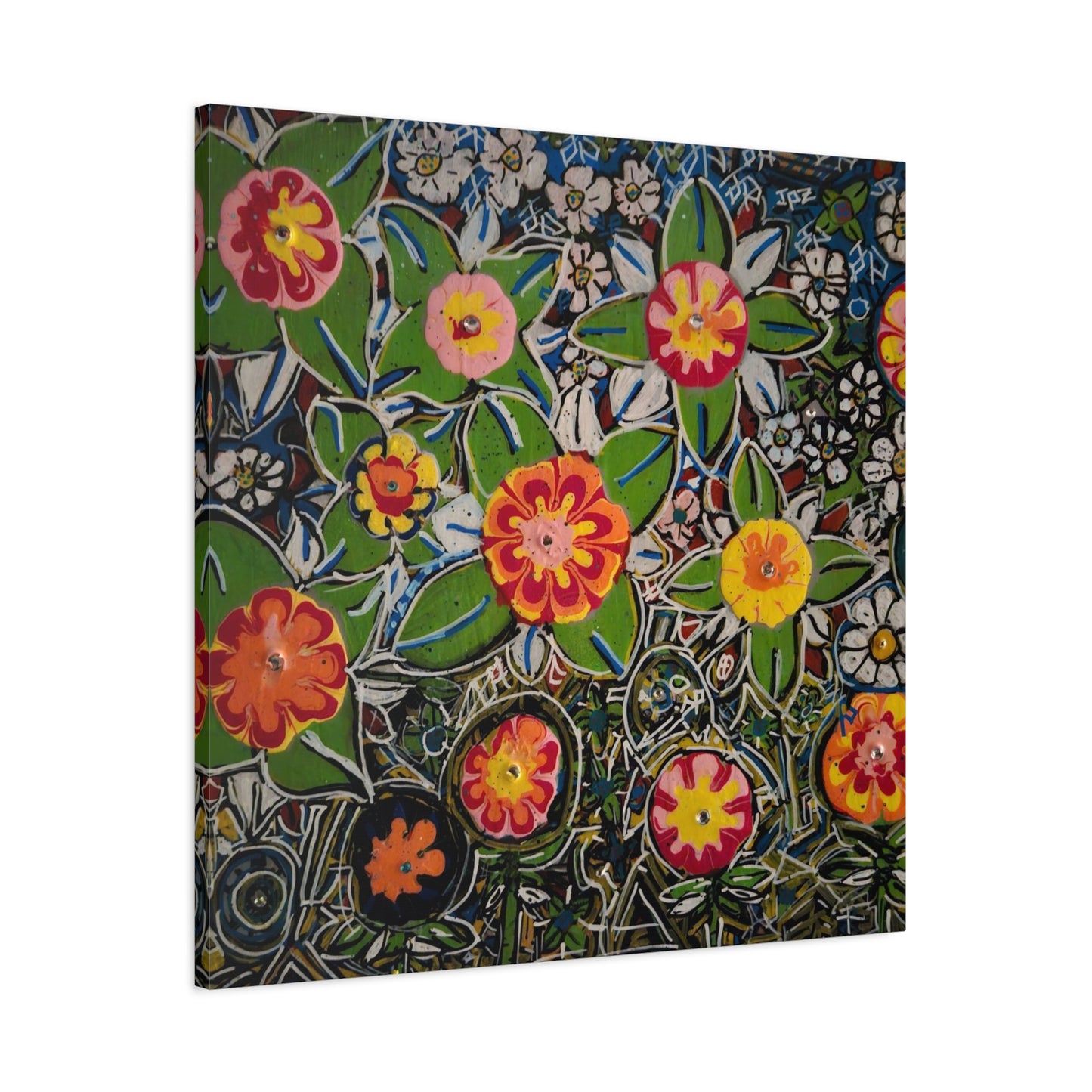Urban_gardening-04 - Floral Pop Matte Stretched Canvas – Colorful Hand-Painted Garden Wall Art