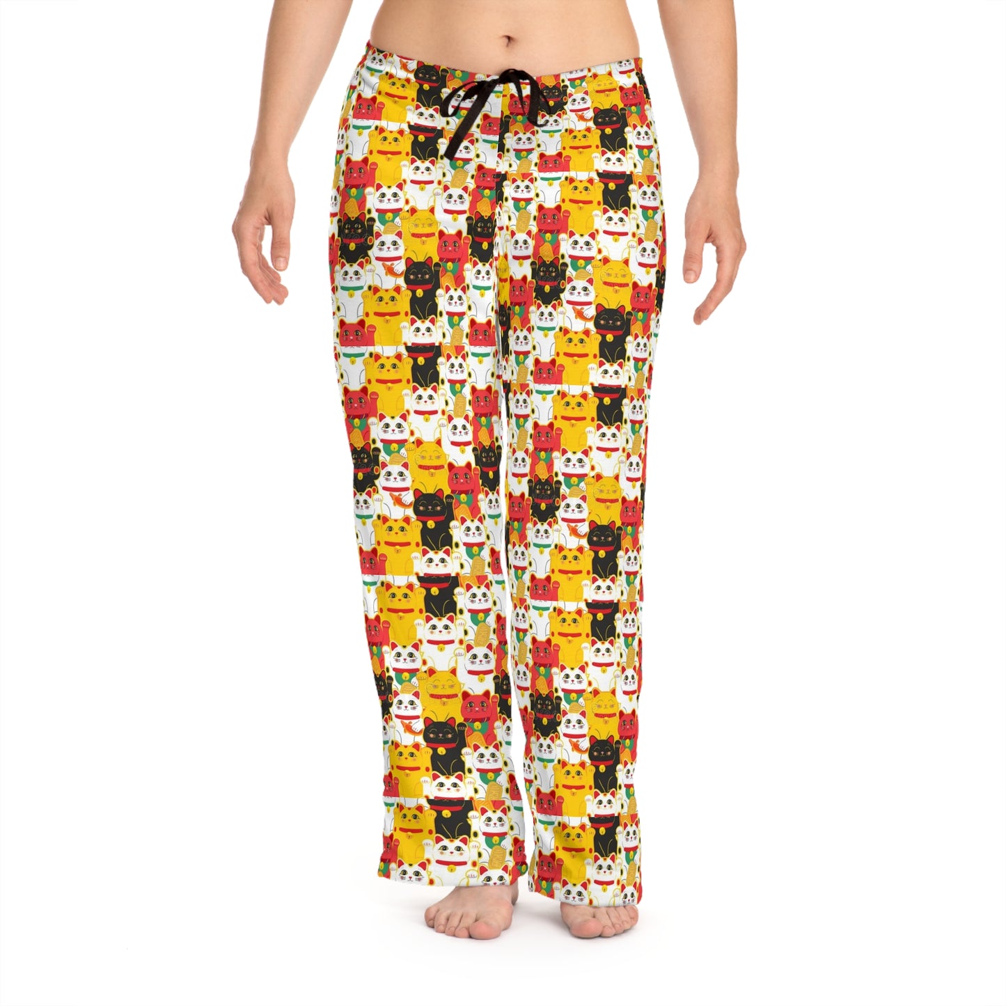 Lucky Cat Pajama Pants — Women's Cute Maneki-Neko Sleep Lounge Pants