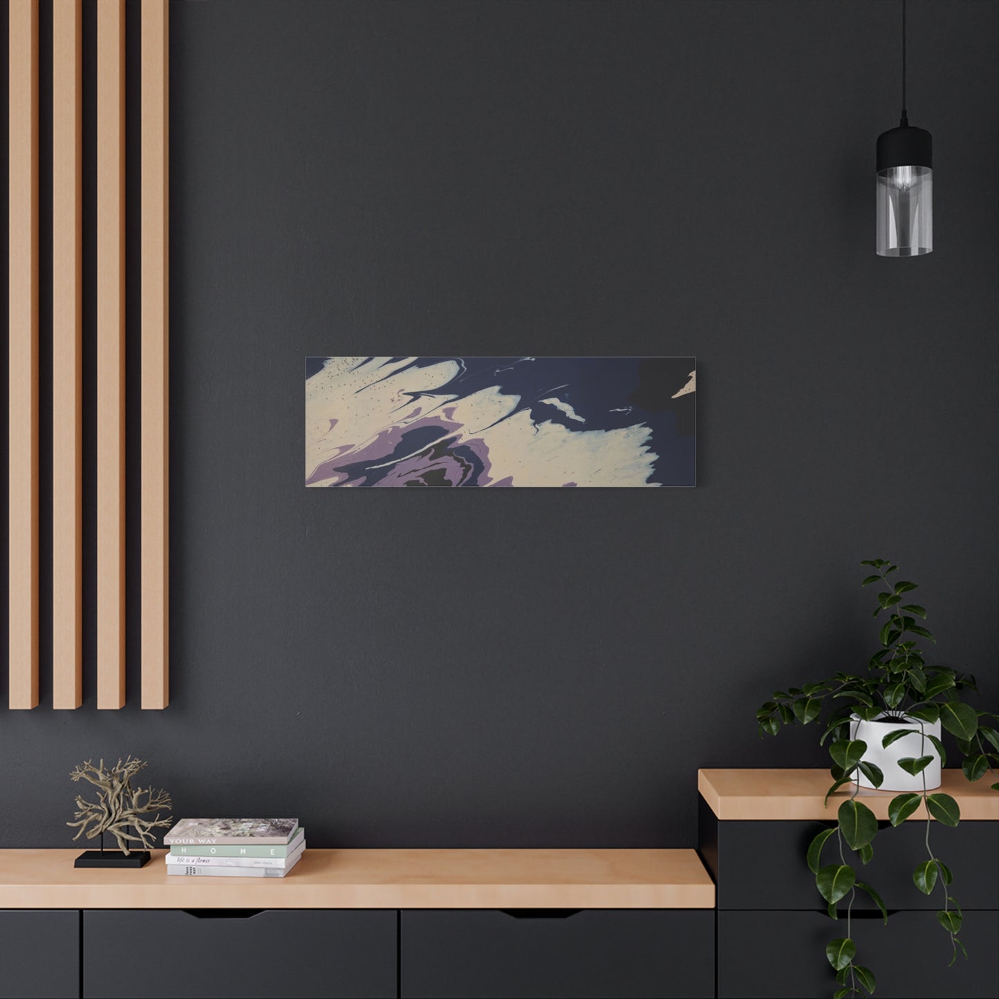 Abstract Navy & Lavender Wave Matte Stretched Canvas (1.25")