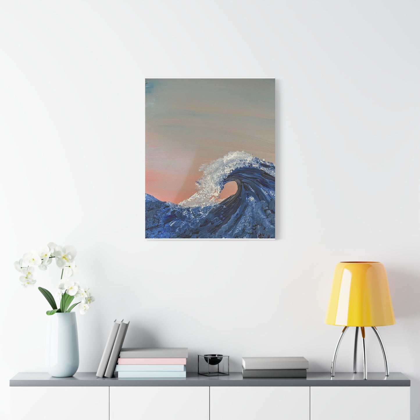 California_Coast - Ocean Wave Canvas Art — Blue Wave Seascape Matte Stretched Canvas