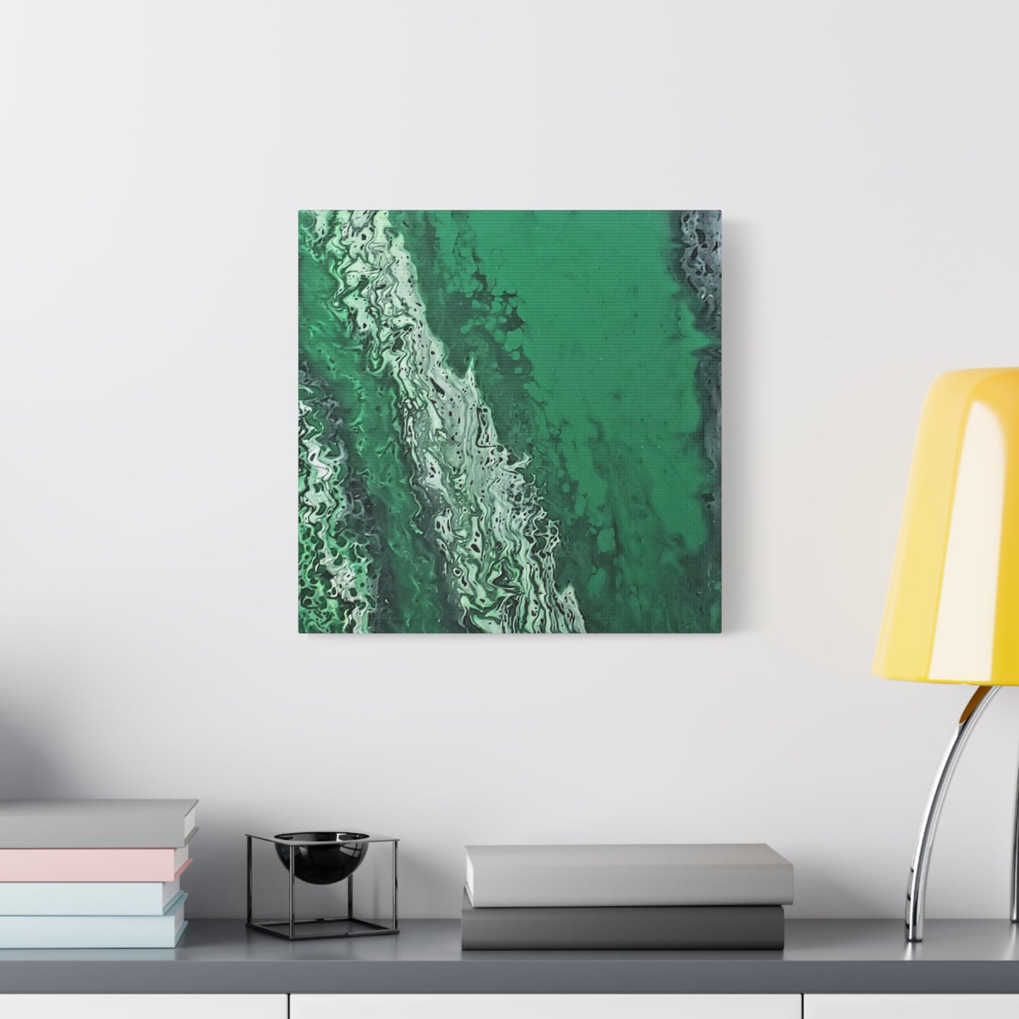 Emerald Wave Abstract Canvas Print — Matte Stretched Wall Art
