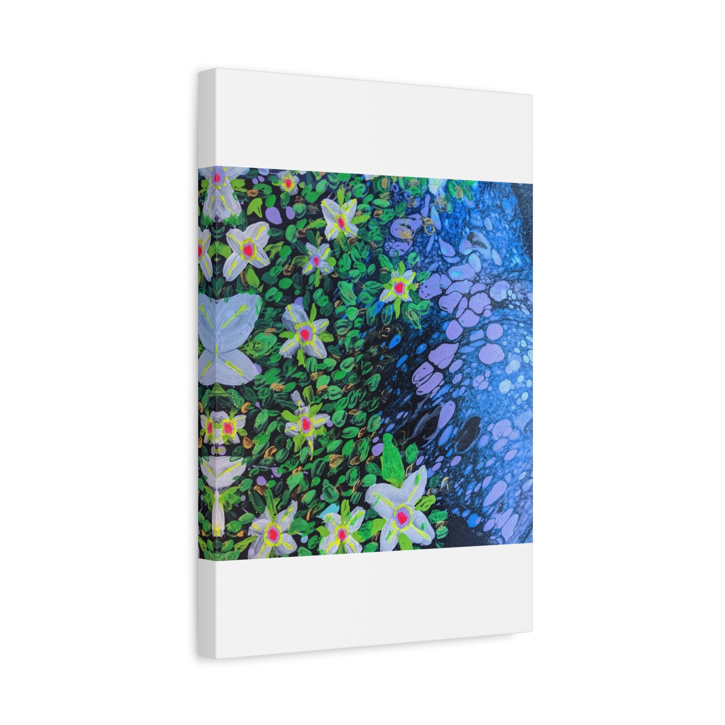 Floetrol&Flowers -  Reef Matte Canvas Wall Art — Blue & Green Abstract Flower Painting
