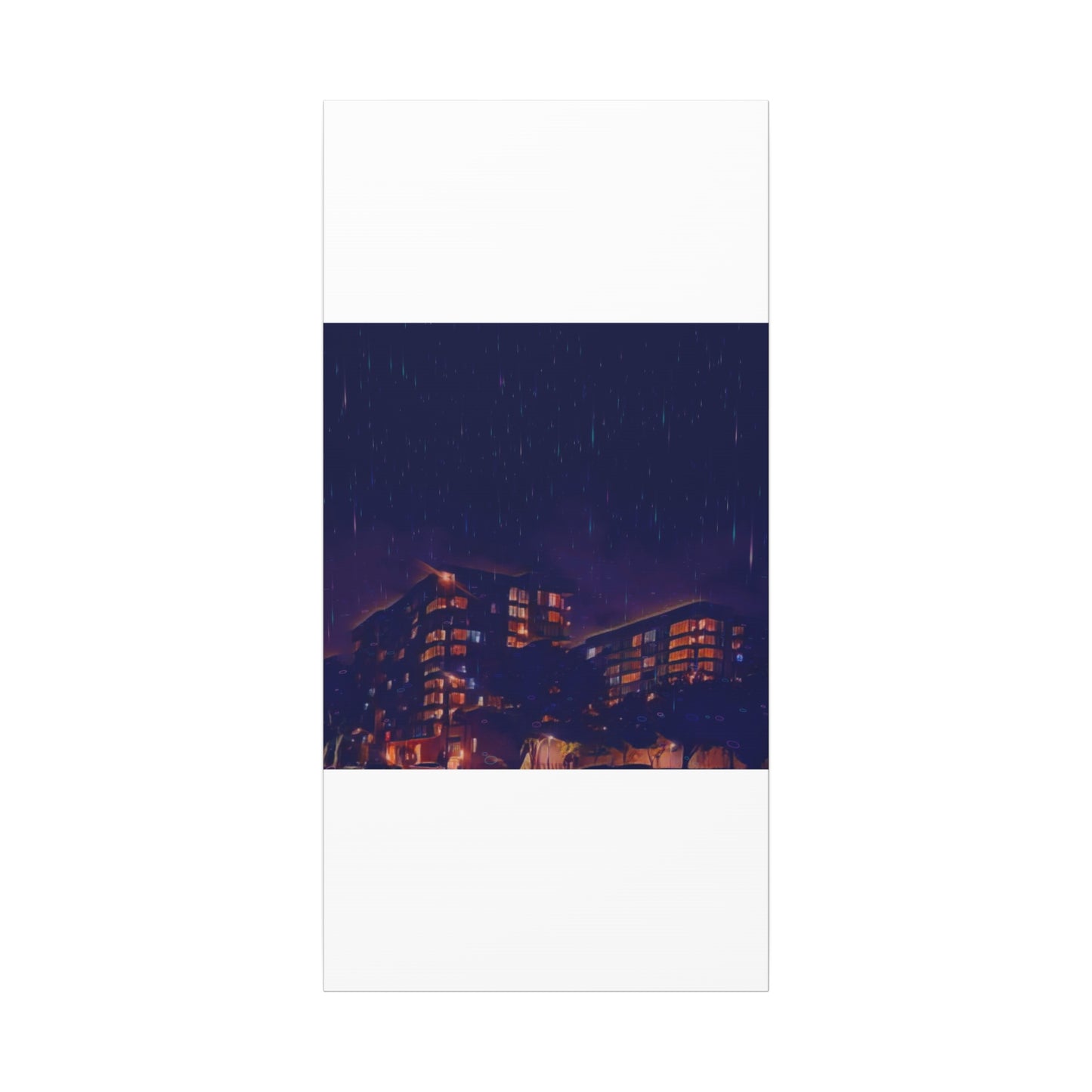 Neon Percipitation @ night - Canvas Print — Moody Urban Wall Art