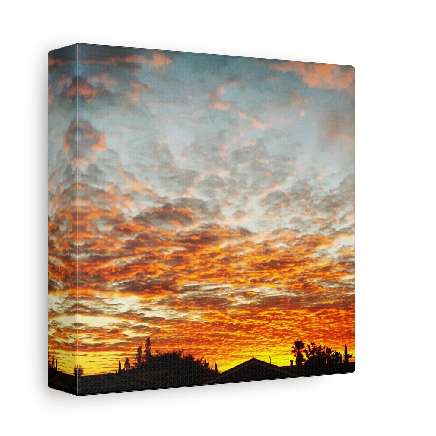 Sunset Sky Canvas Print — Orange Cloudscape Matte Stretched Wall Art