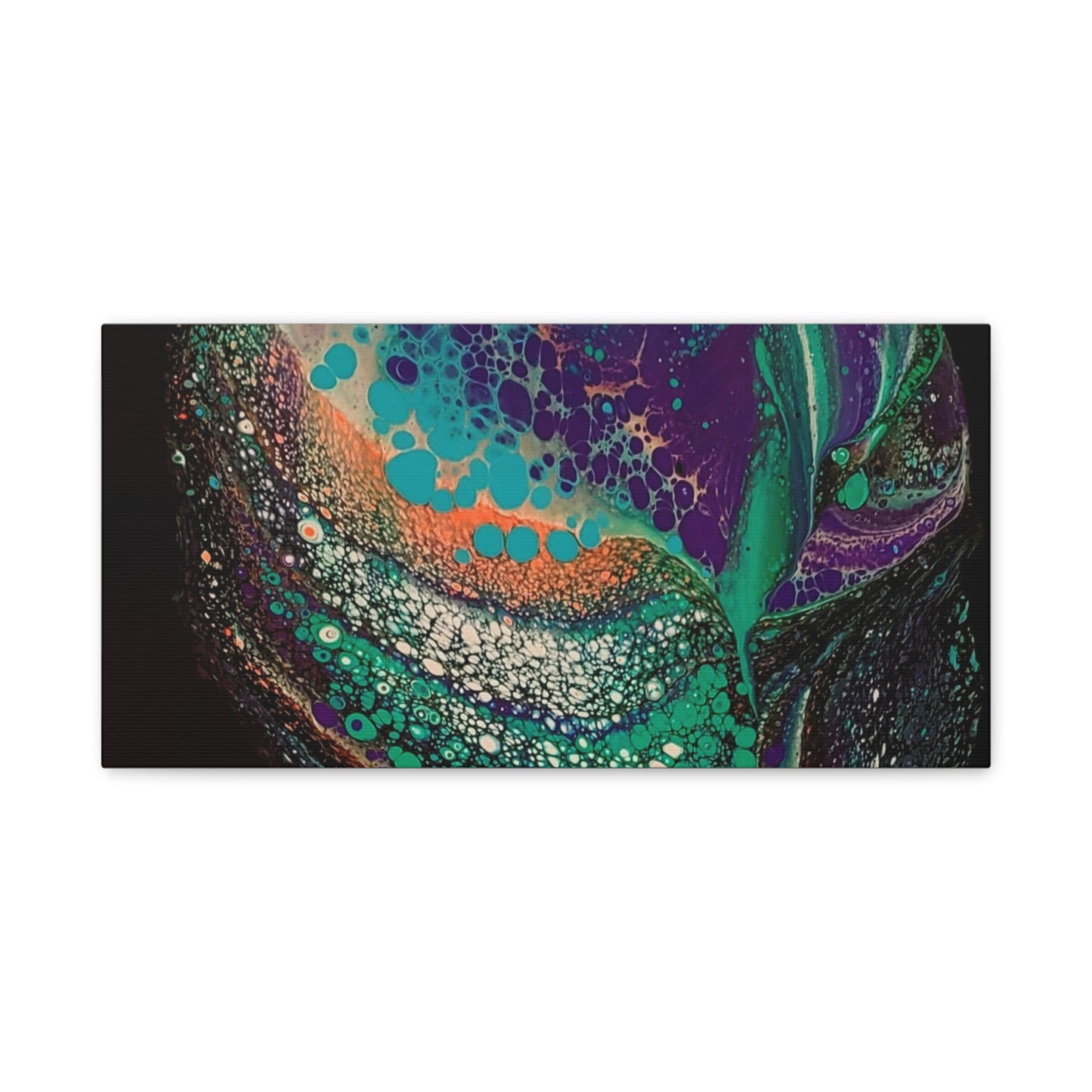 Abstract Fluid Art Canvas Print — Teal, Purple & Gold Swirl Matte Stretched Wall Art