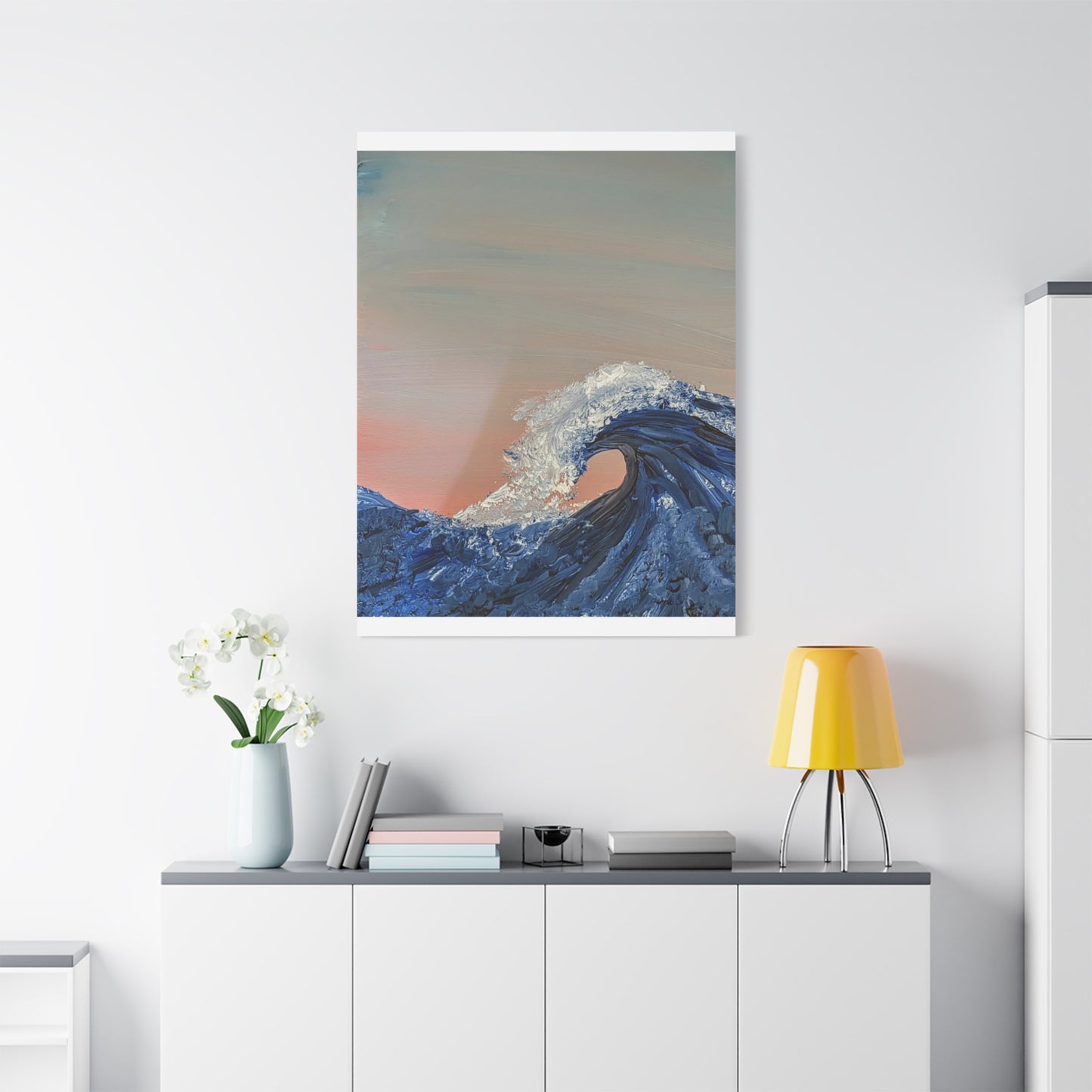 California_Coast - Ocean Wave Canvas Art — Blue Wave Seascape Matte Stretched Canvas