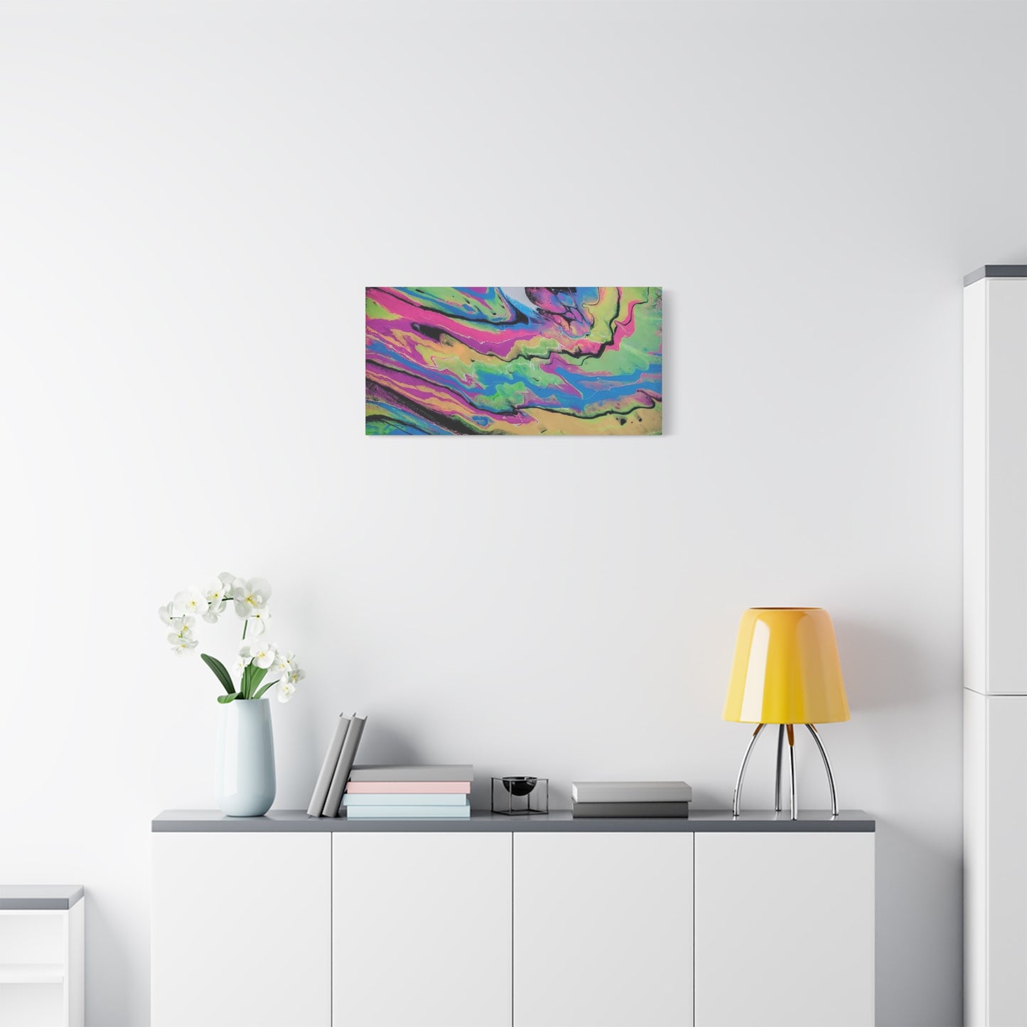 Abstract Neon Fluid Art Canvas Print — Vibrant Psychedelic Wall Decor