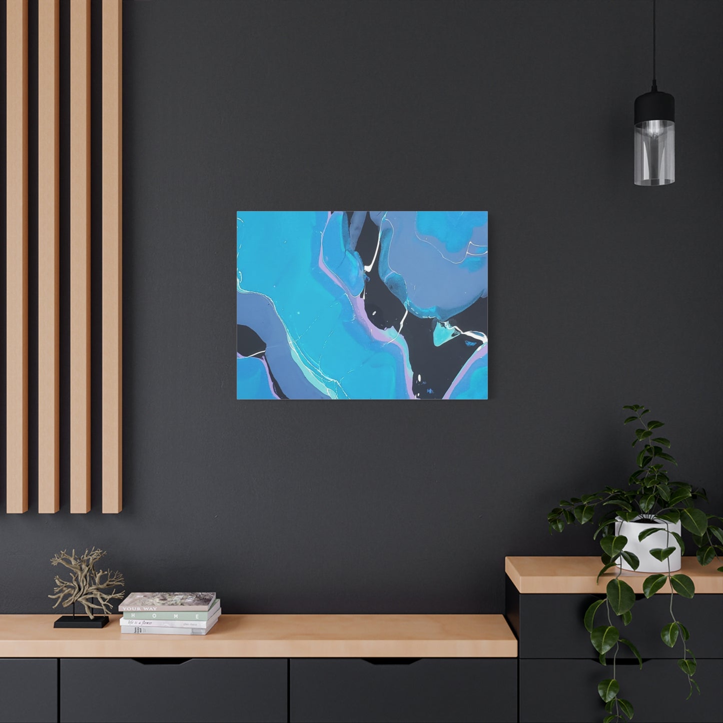 Abstract Blue Fluid Art Canvas Print — Matte Stretched Wall Art 1.25"