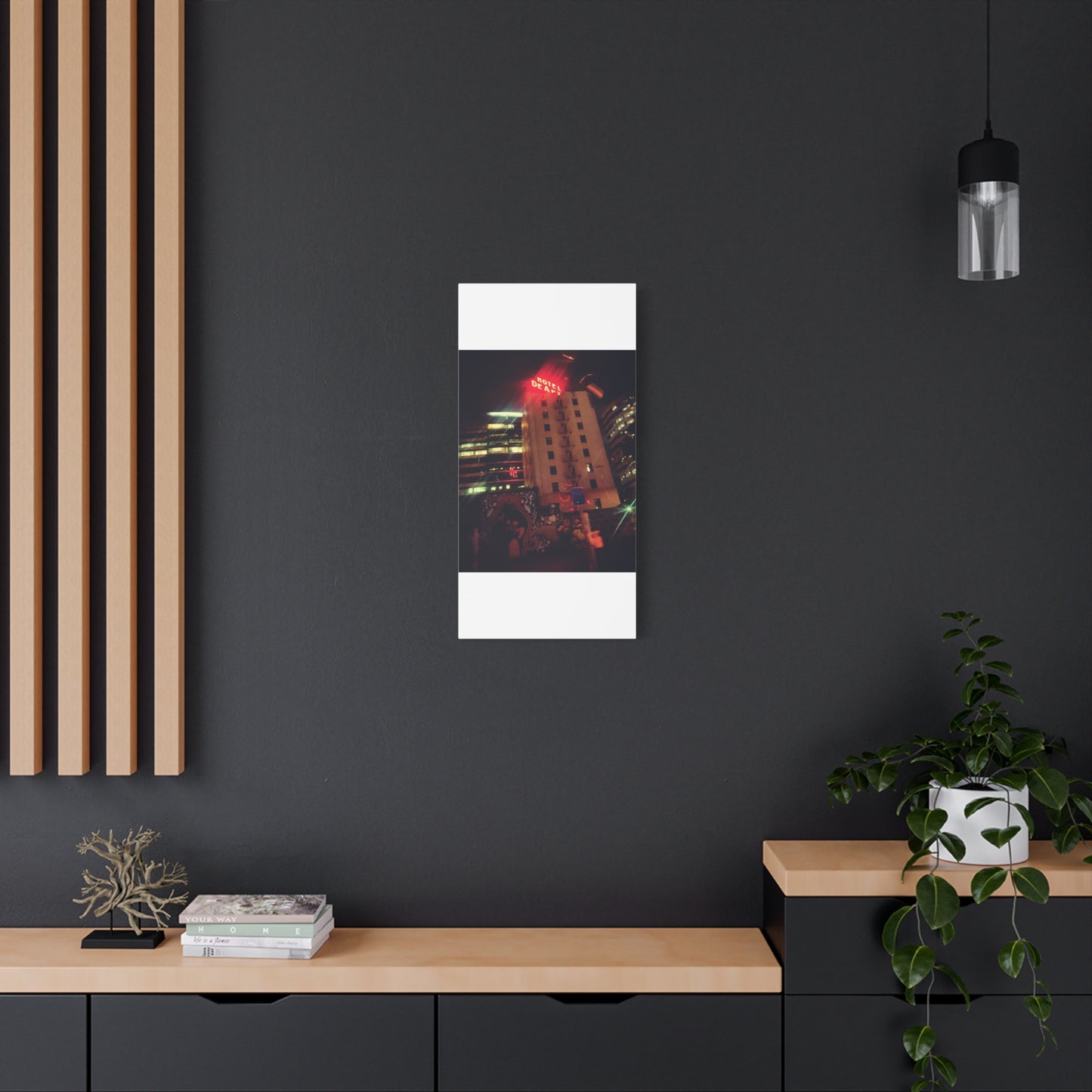 Hotel DeAnza - City Nightscape Canvas Print — Urban Street Art Building Matte Stretched 1.25"