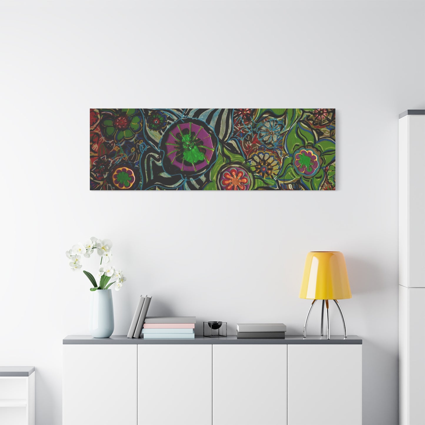 Urban_gardening-03 - Psychedelic Floral Canvas Print — Vibrant Abstract Garden Wall Art