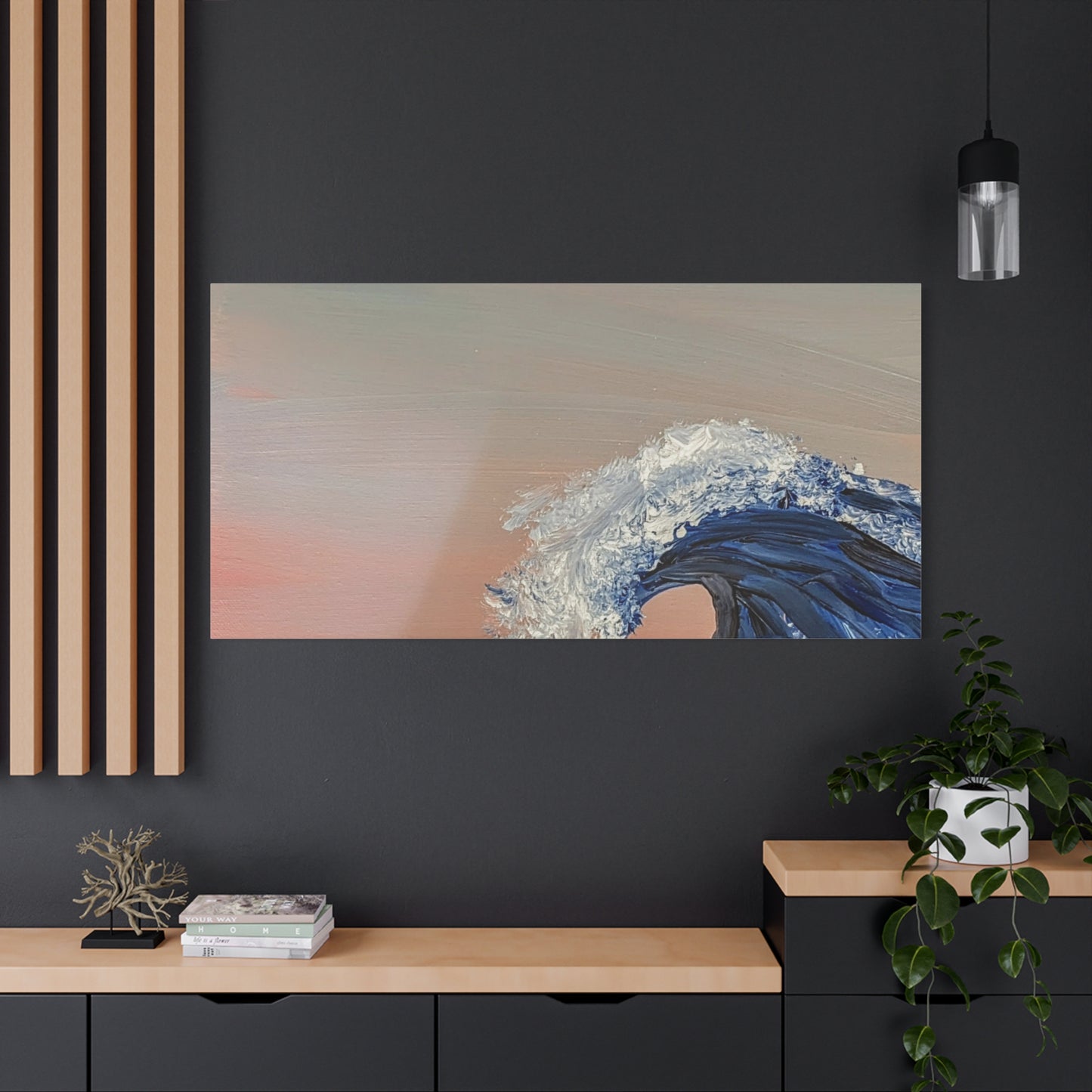 California_Coast - Ocean Wave Canvas Art — Blue Wave Seascape Matte Stretched Canvas
