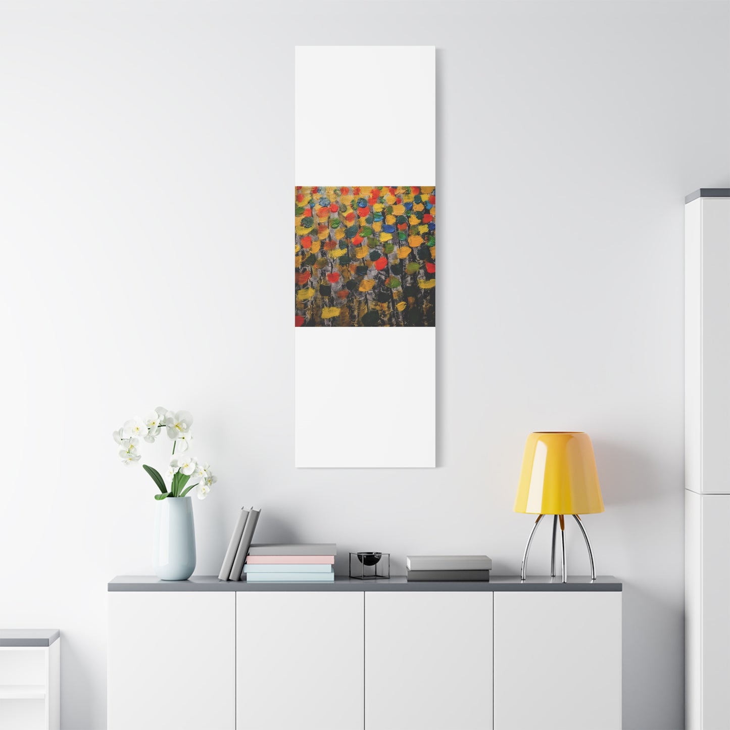 birch trees with color strokes - Abstract Color Bloom Matte Canvas Wall Art — Stretched 1.25"