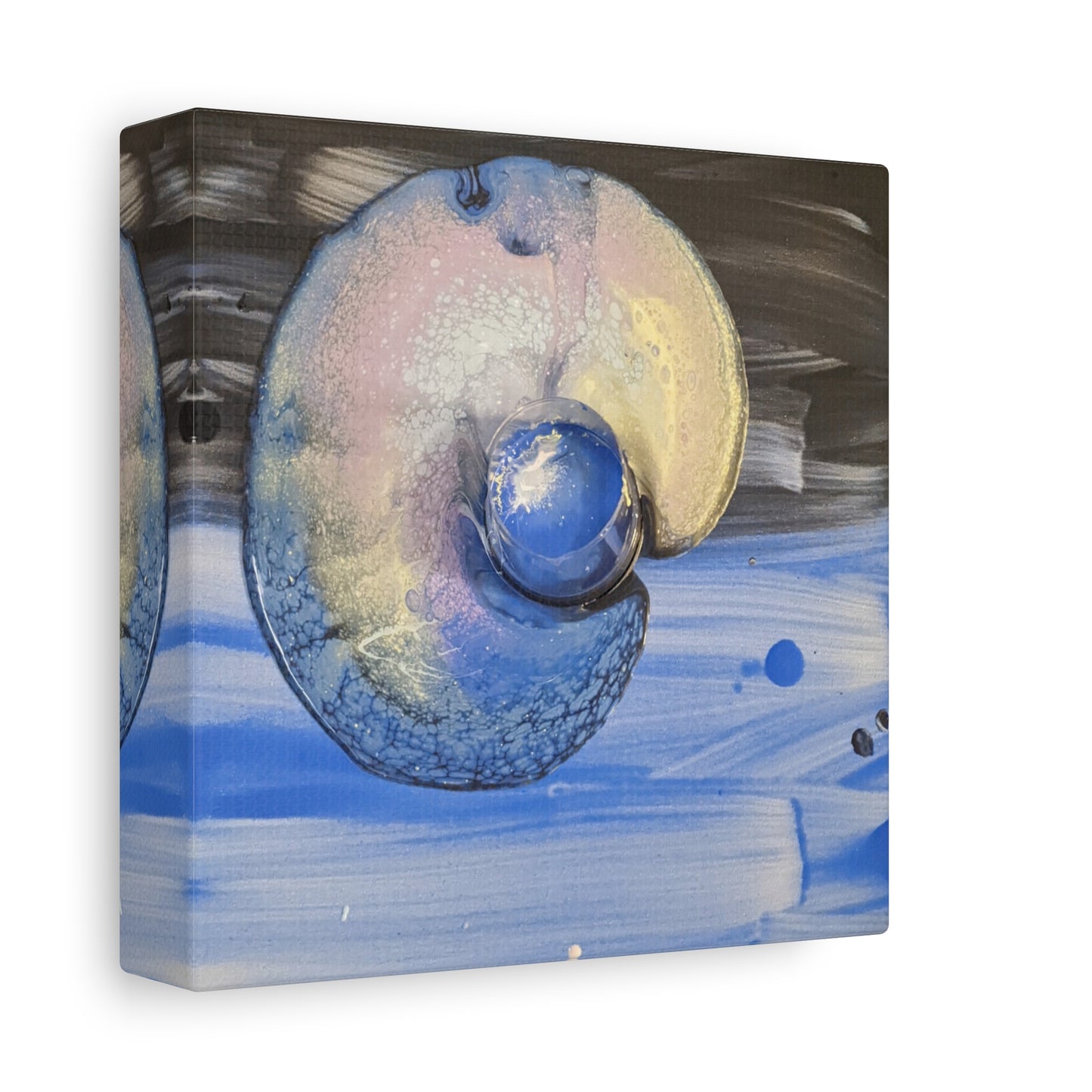 the nautilus - Abstract Blue Spiral Matte Canvas Art - Nautical Coastal Wall Decor