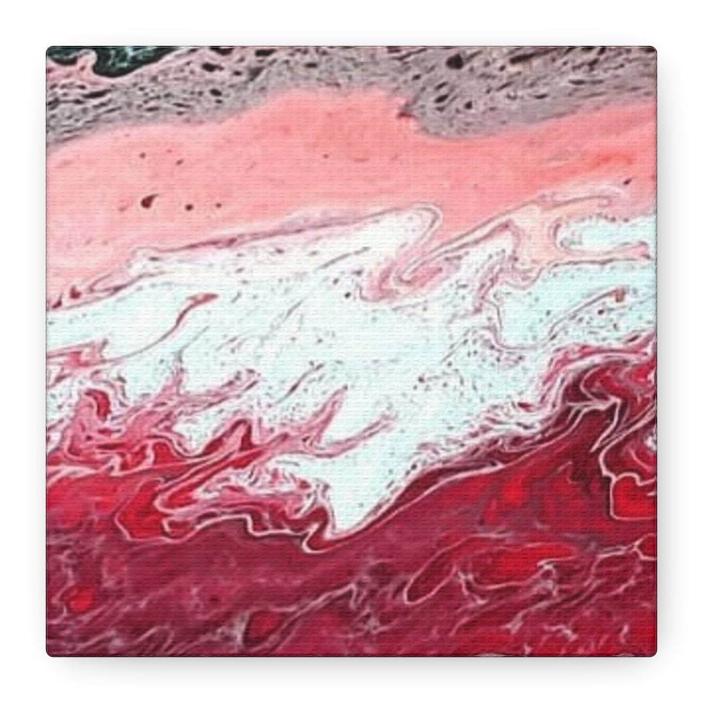 Abstract Pink & Red Fluid Art Canvas — Matte Stretched Wall Art