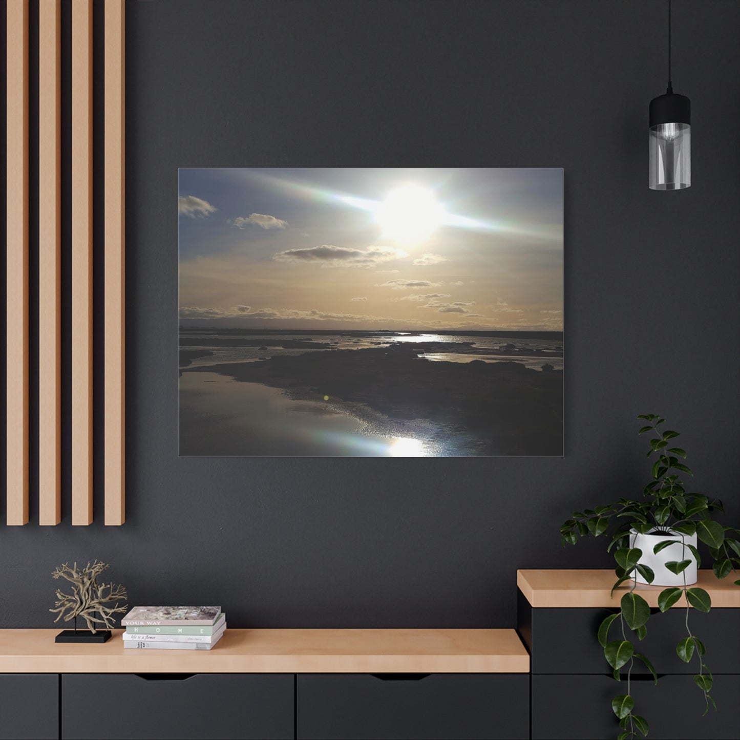 Sunlit Coastal Reflection (don edwards preserve)Canvas Print — Matte Stretched Wall Art