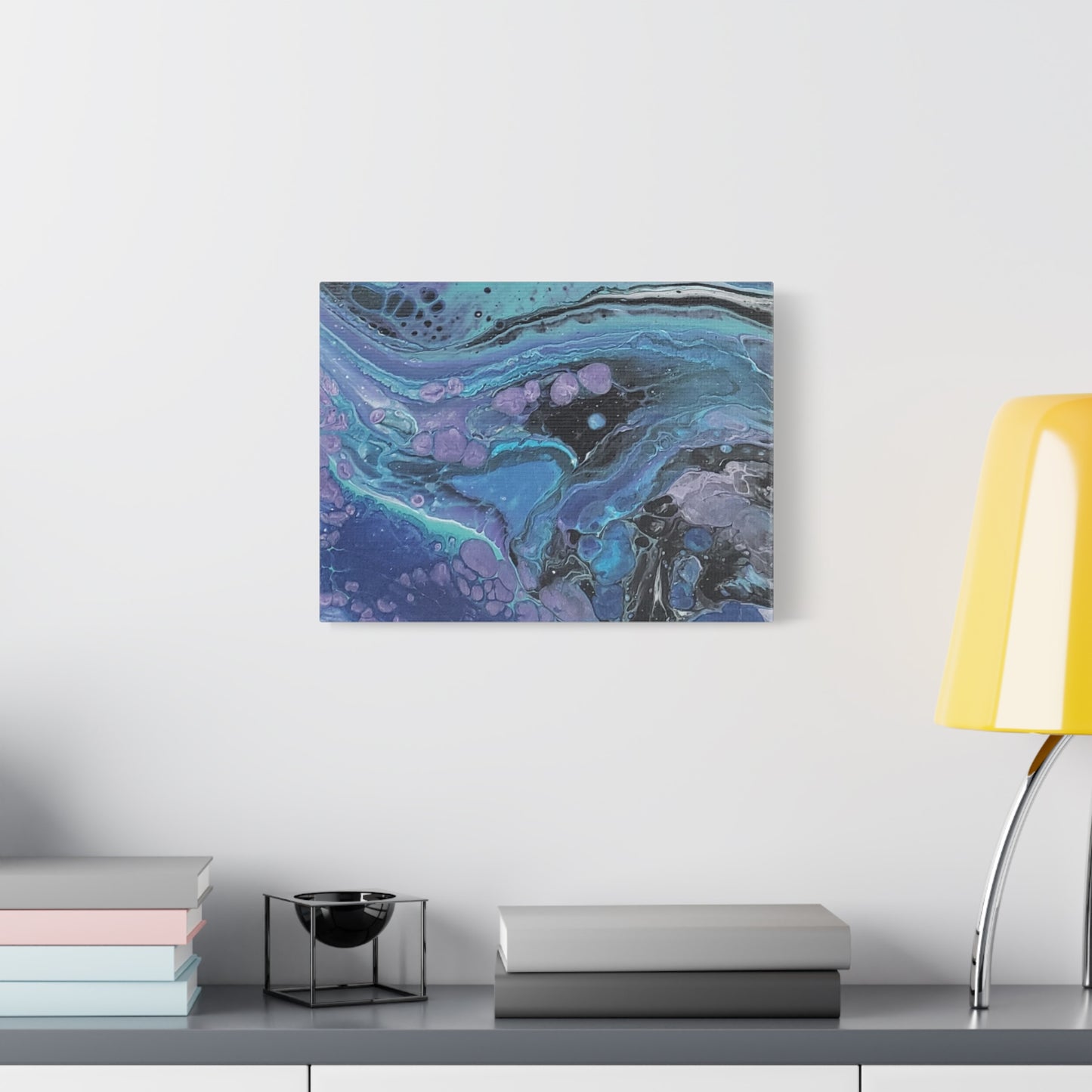 Abstract Ocean Wave Matte Canvas Print — Blue & Purple Fluid Art, Stretched 1.25"