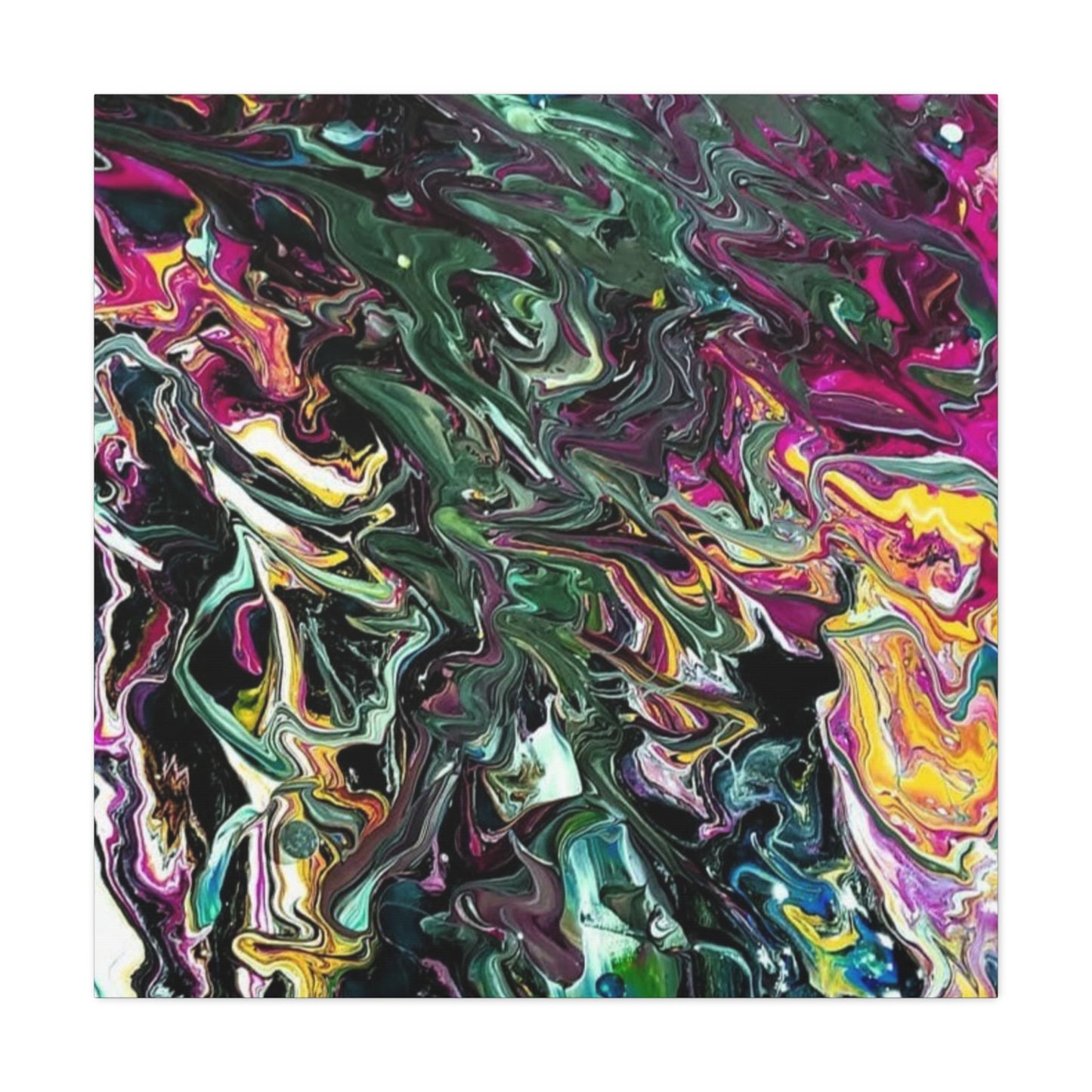 chaos in the garden - Abstract Fluid Art Matte Canvas Print - Colorful Swirl Wall Art