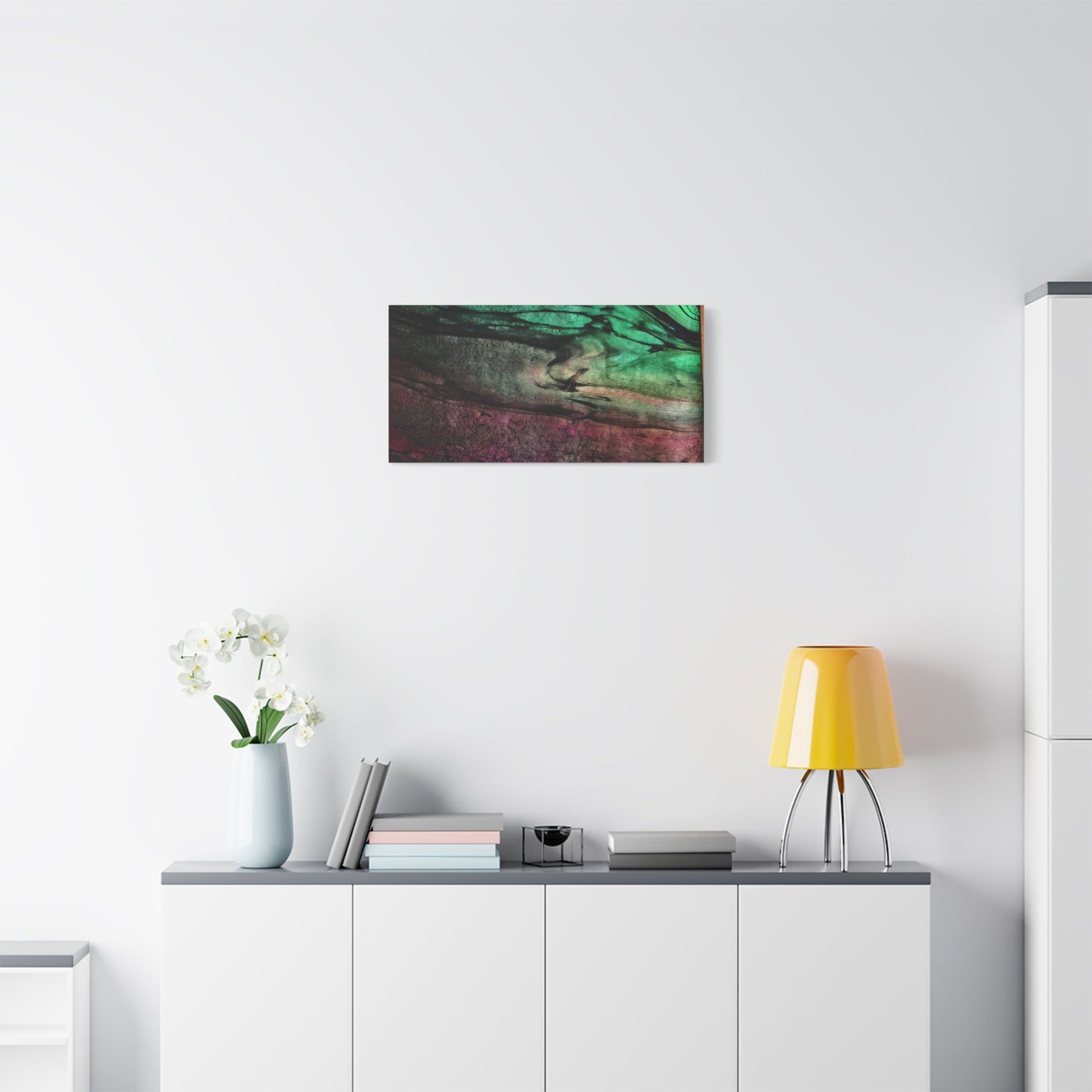 flame tempered pour - Abstract Teal & Magenta Canvas Wall Art — Matte Stretched 1.25"