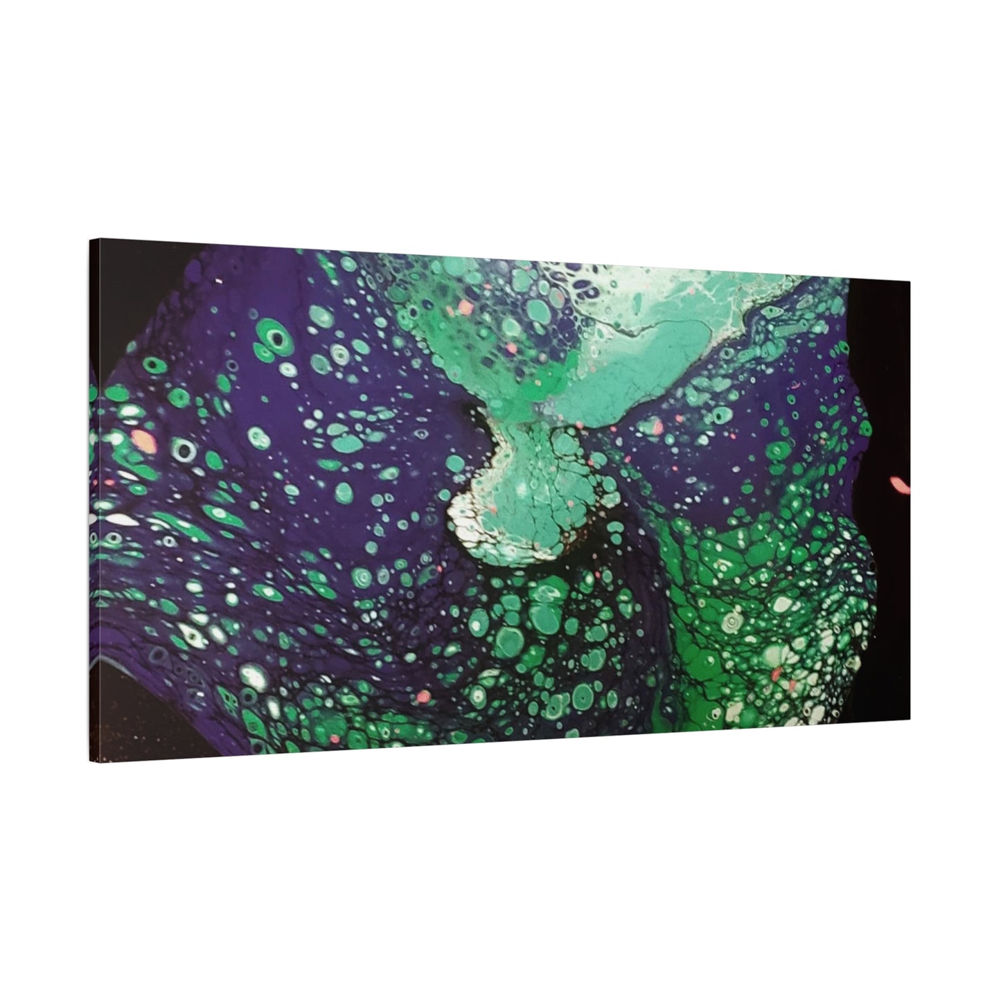 Abstract Green & Teal Fluid Art Canvas Print - Matte Stretched Wall Art