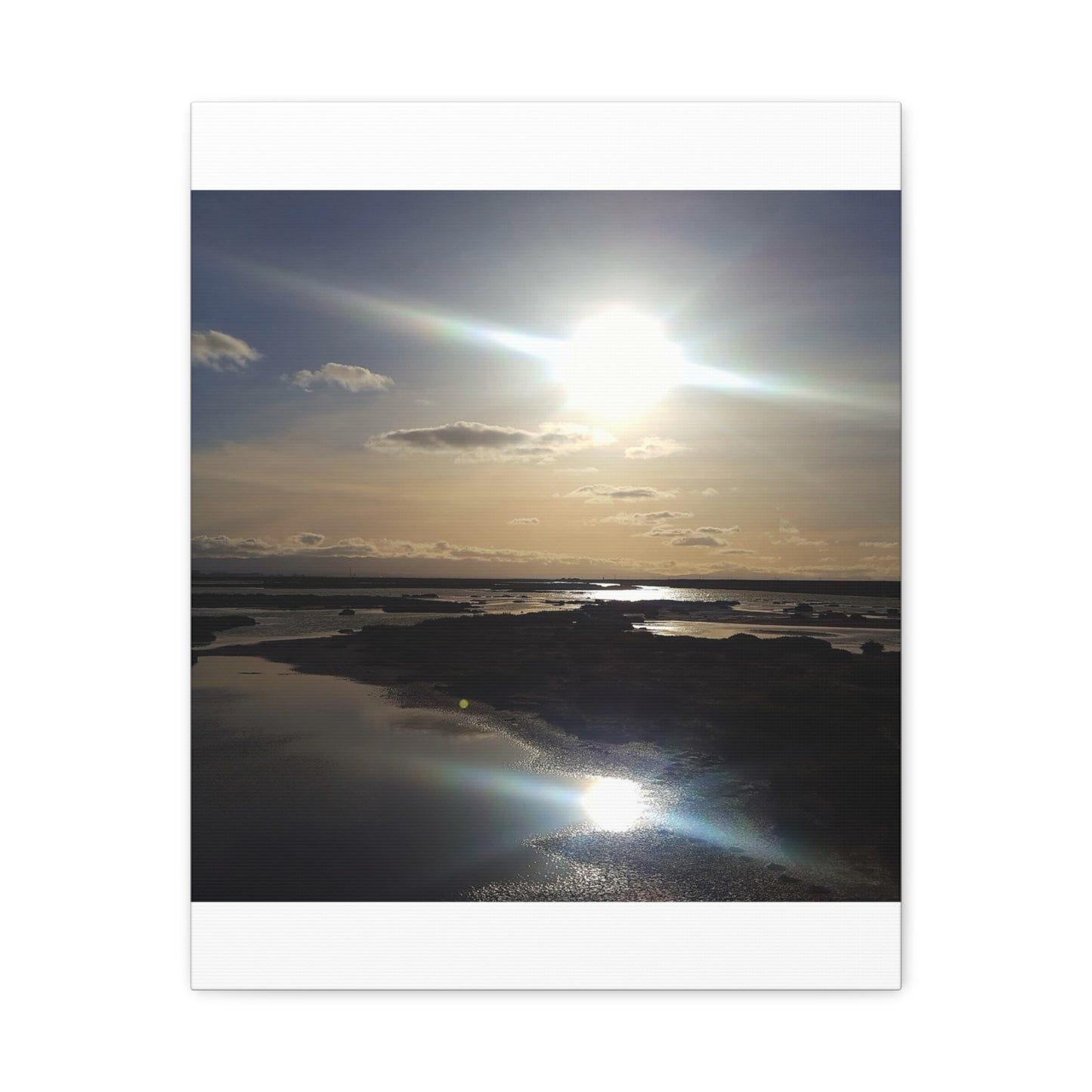 Sunlit Coastal Reflection (don edwards preserve)Canvas Print — Matte Stretched Wall Art