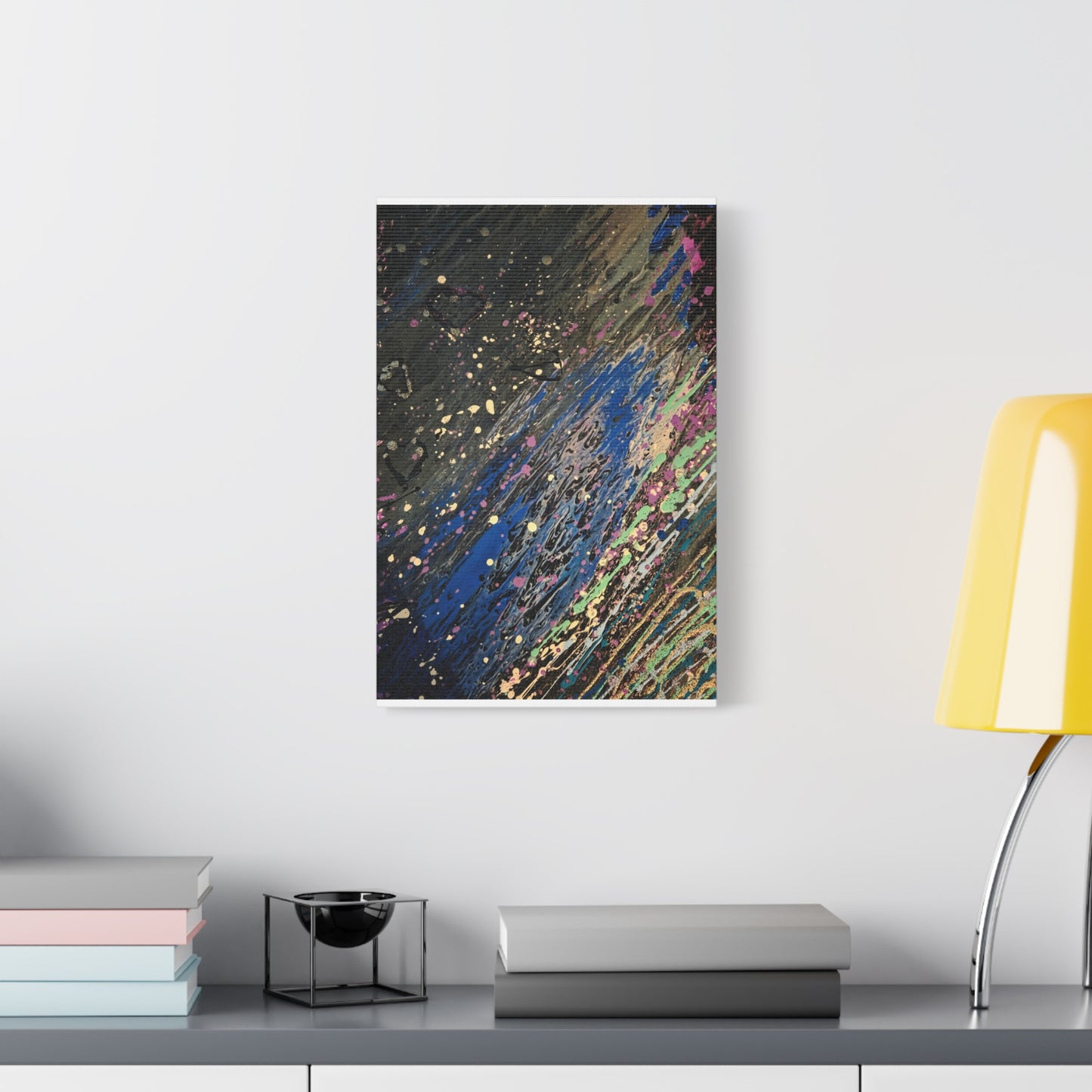 Abstract Splatter Matte Canvas Print — Colorful Fluid Art Wall Decor, Stretched 1.25"