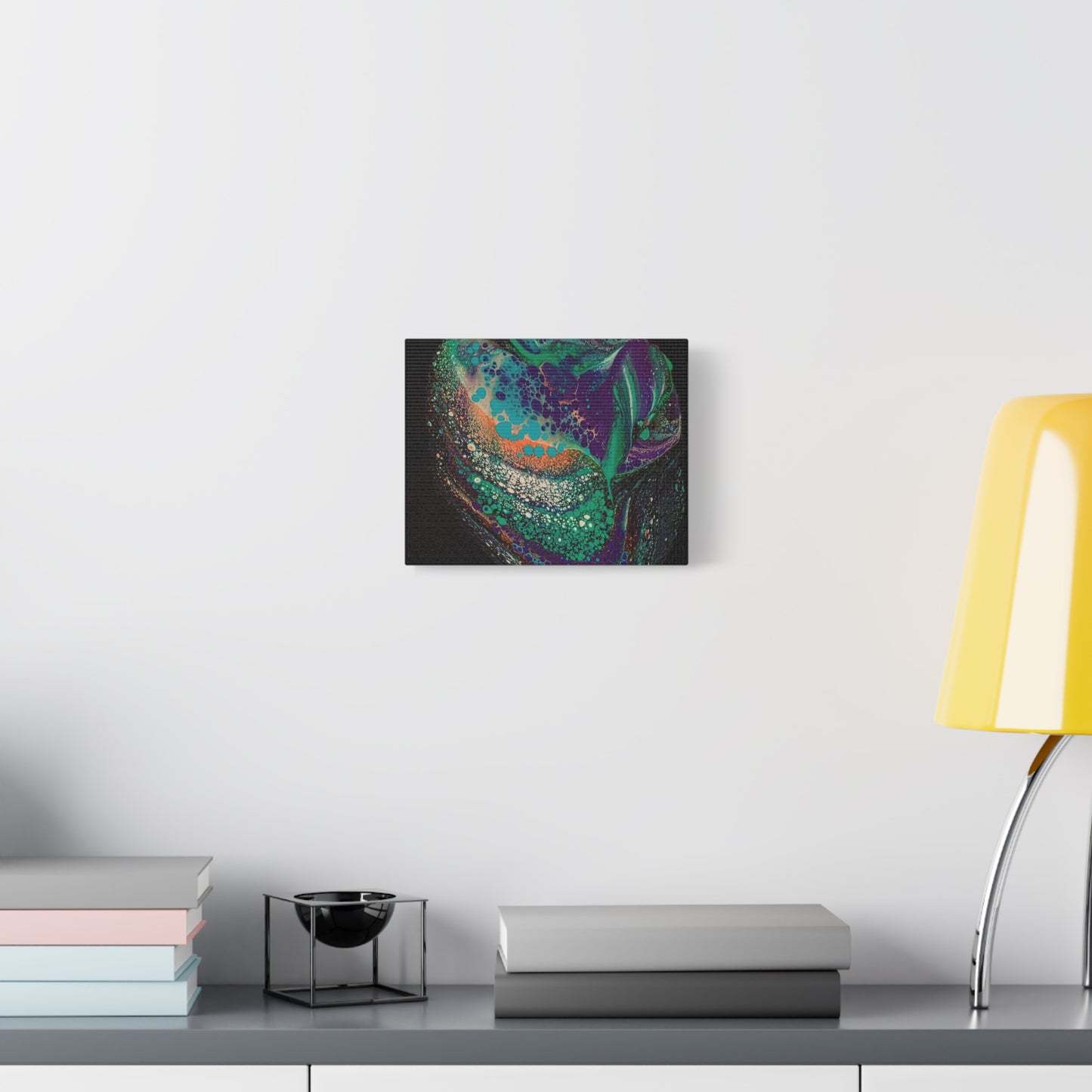 Abstract Fluid Art Canvas Print — Teal, Purple & Gold Swirl Matte Stretched Wall Art