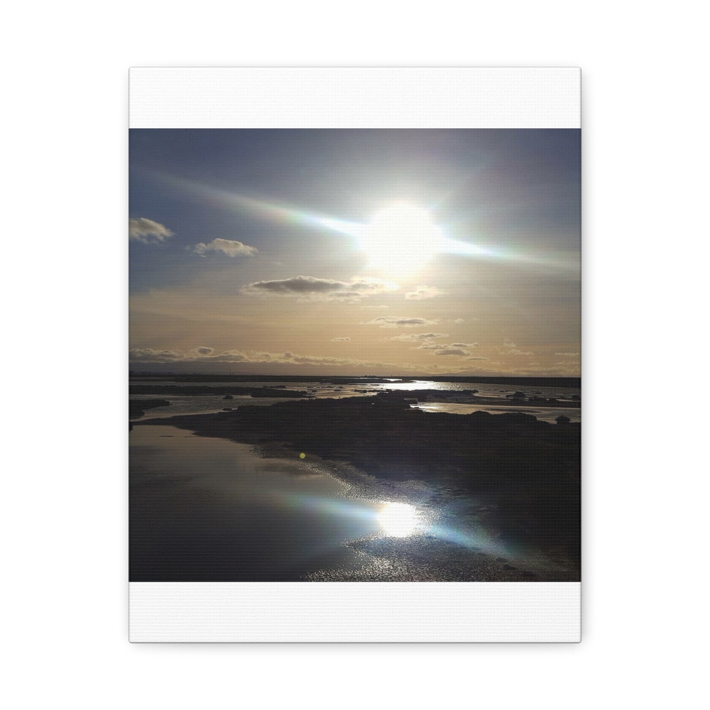 Sunlit Coastal Reflection (don edwards preserve)Canvas Print — Matte Stretched Wall Art