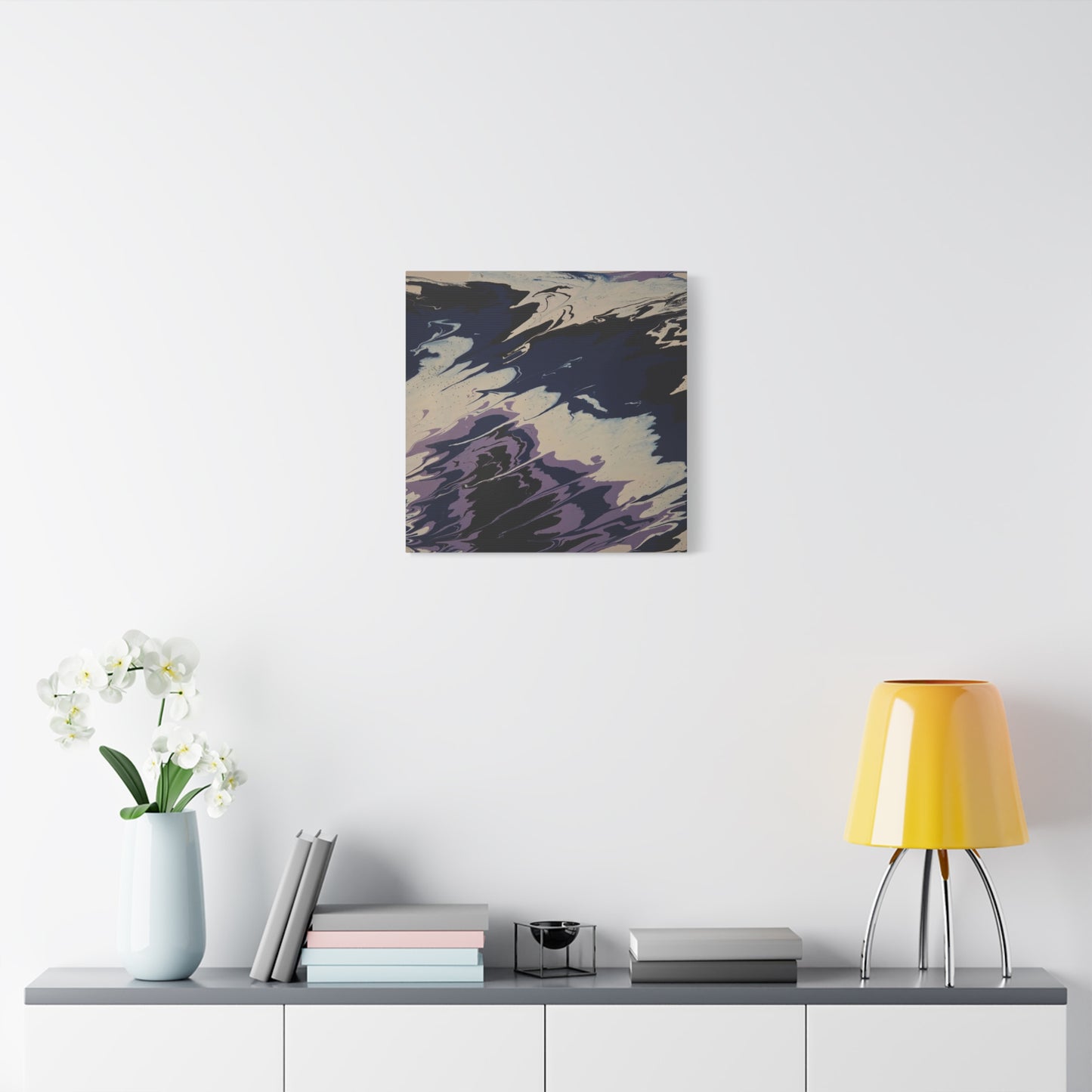 Abstract Navy & Lavender Wave Matte Stretched Canvas (1.25")