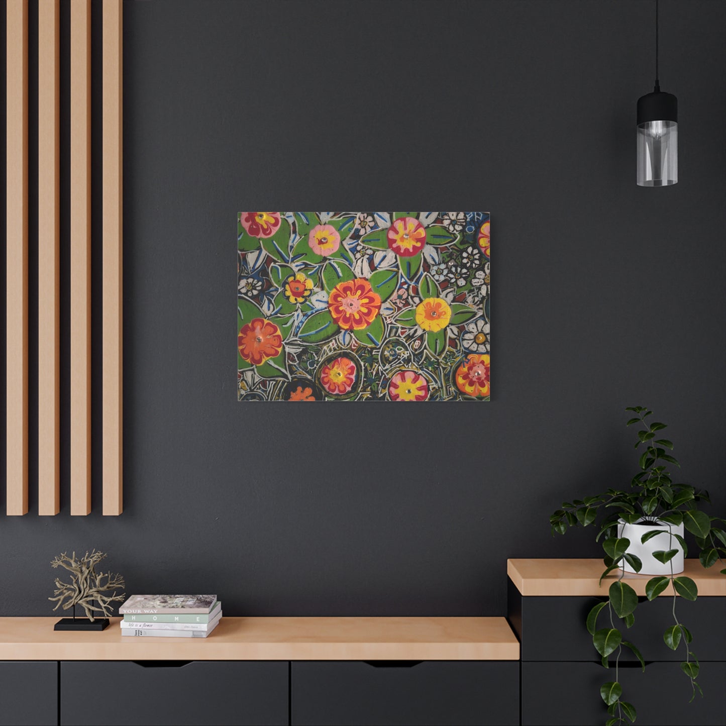 Urban_gardening-04 - Floral Pop Matte Stretched Canvas – Colorful Hand-Painted Garden Wall Art