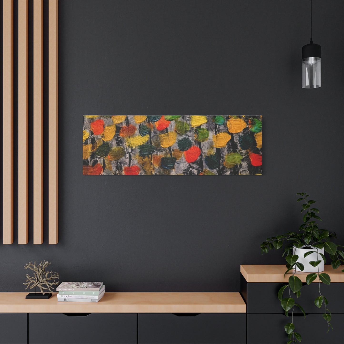 birch trees with color strokes - Abstract Color Bloom Matte Canvas Wall Art — Stretched 1.25"