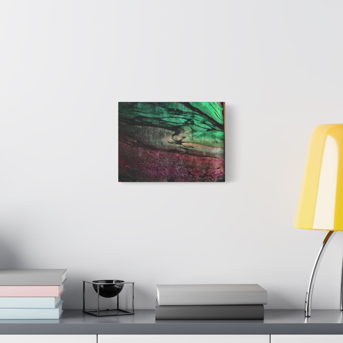 flame tempered pour - Abstract Teal & Magenta Canvas Wall Art — Matte Stretched 1.25"