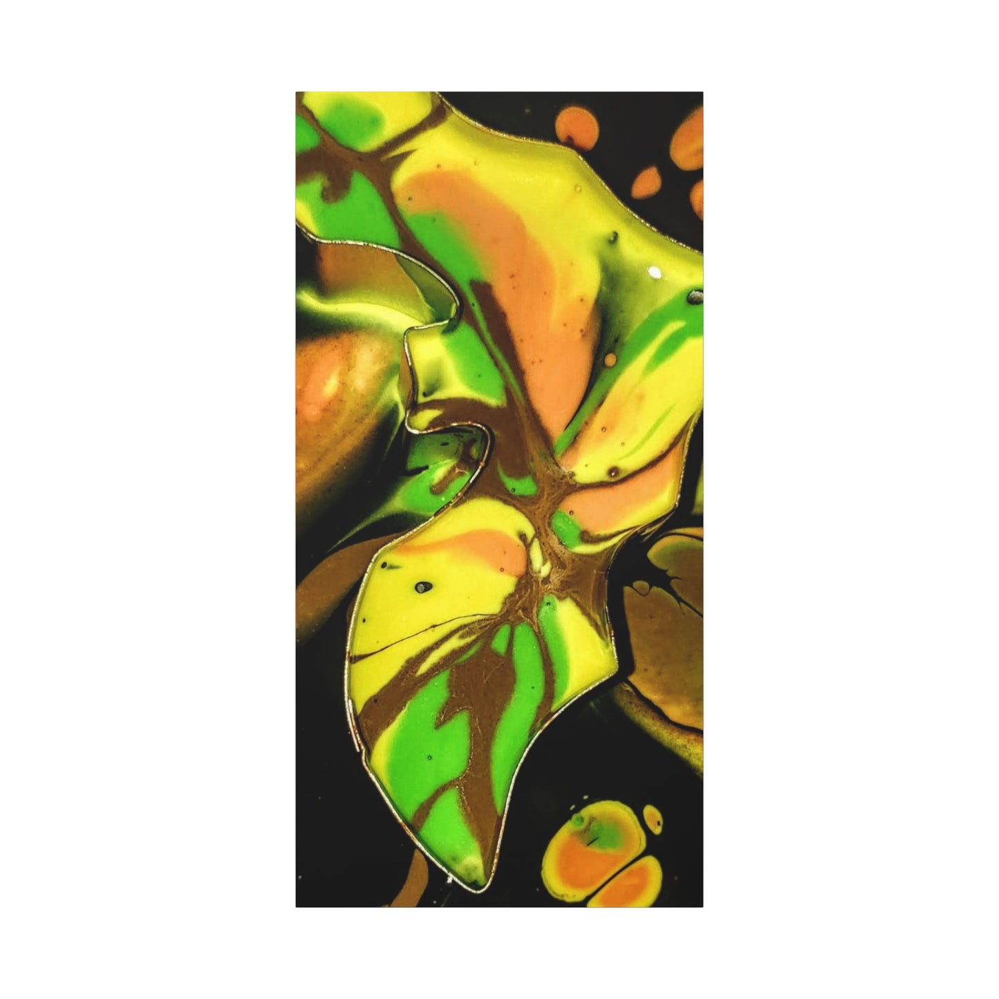 Abstract Green & Gold Fluid Art Matte Canvas Print (Stretched)