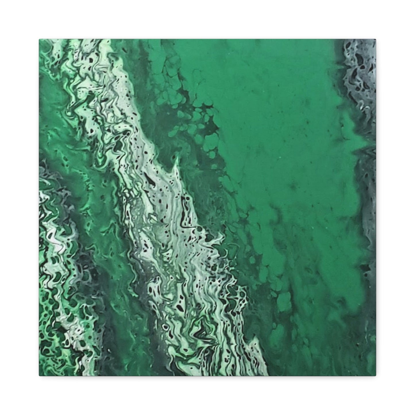 Emerald Wave Abstract Canvas Print — Matte Stretched Wall Art