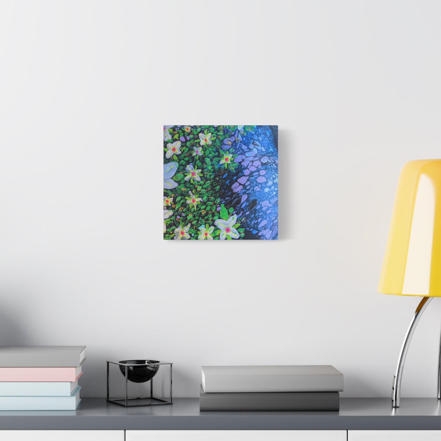 Floetrol&Flowers -  Reef Matte Canvas Wall Art — Blue & Green Abstract Flower Painting