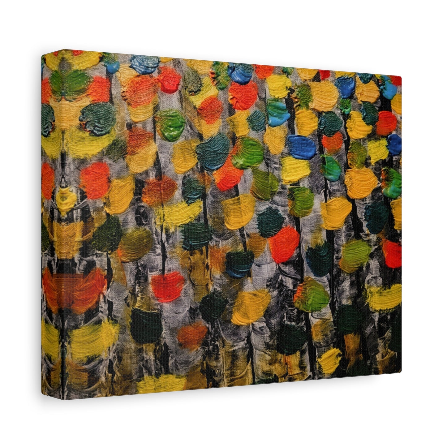 birch trees with color strokes - Abstract Color Bloom Matte Canvas Wall Art — Stretched 1.25"