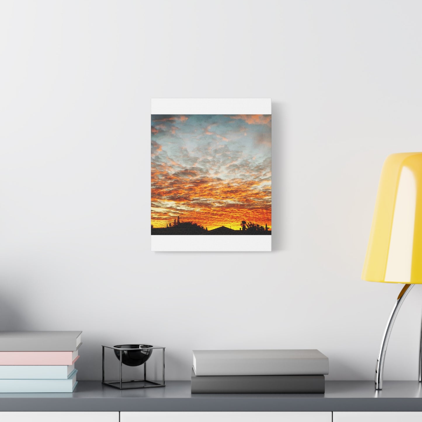 Sunset Sky Canvas Print — Orange Cloudscape Matte Stretched Wall Art