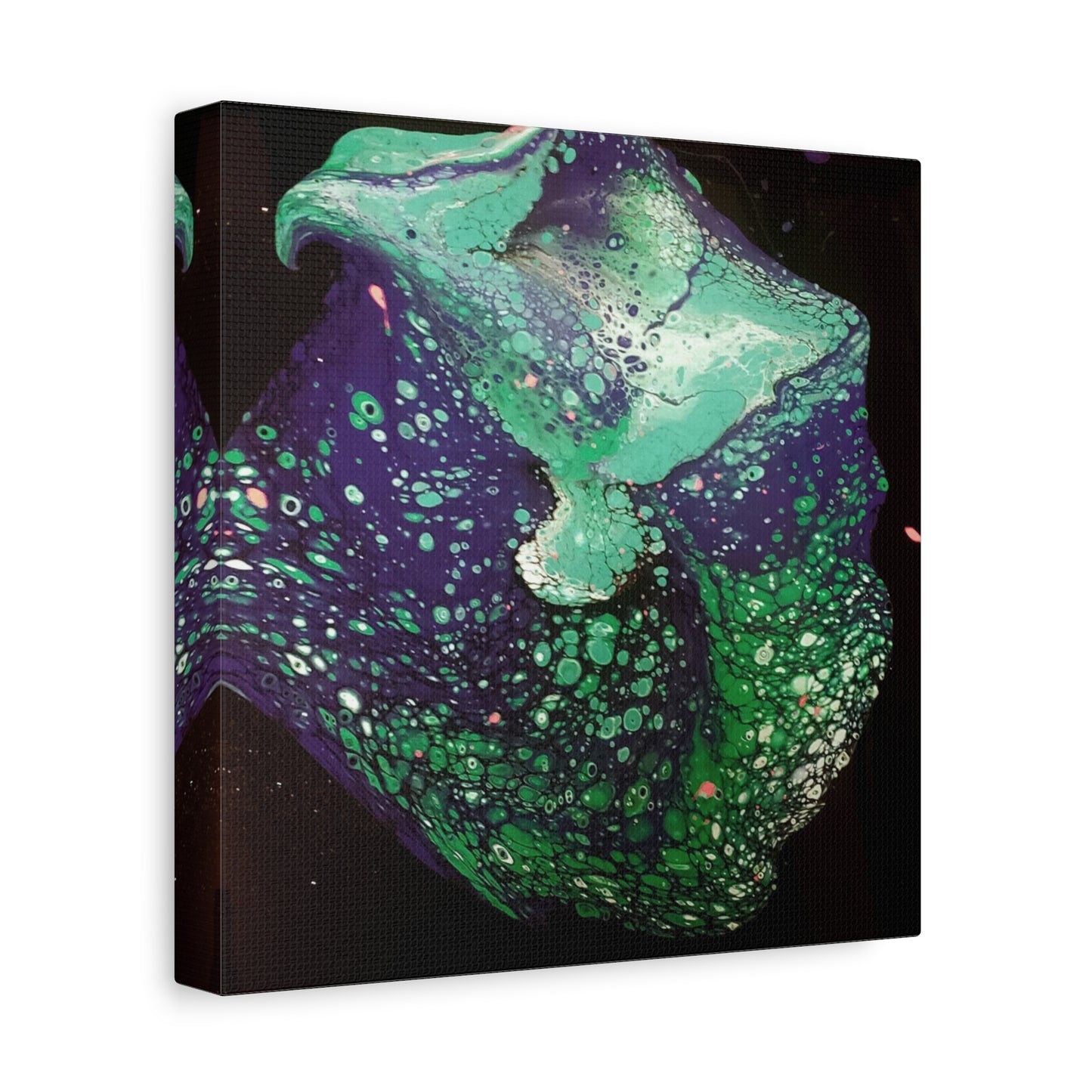 Abstract Green & Teal Fluid Art Canvas Print - Matte Stretched Wall Art