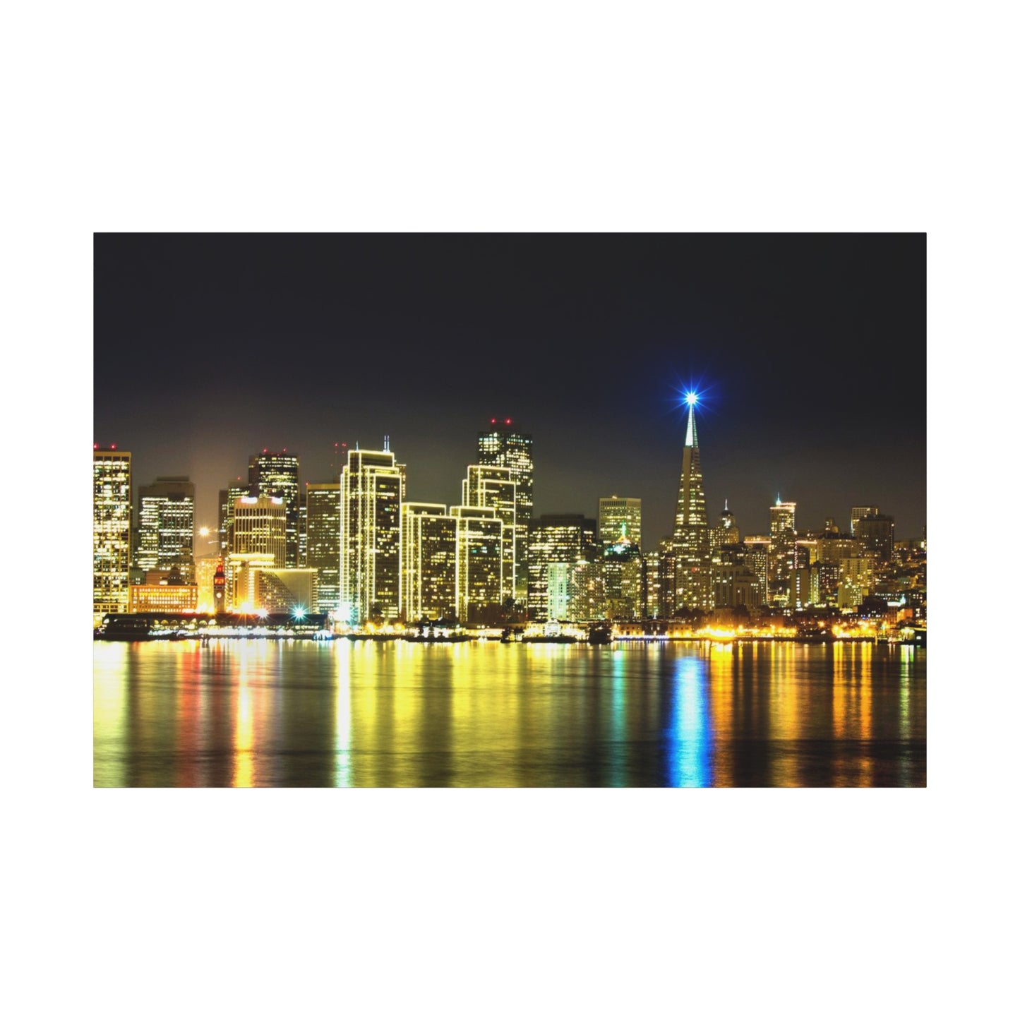San Francisco Night Skyline Matte Canvas Print — Stretched 1.25"