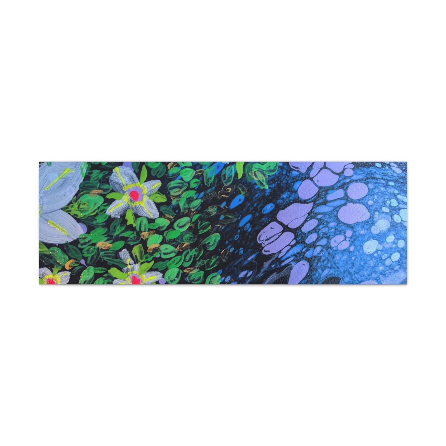 Floetrol&Flowers -  Reef Matte Canvas Wall Art — Blue & Green Abstract Flower Painting
