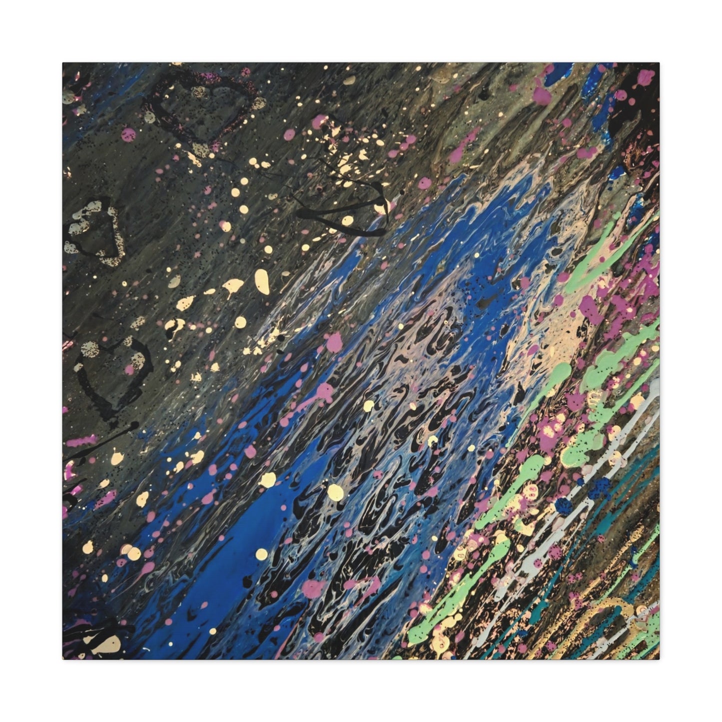 Abstract Splatter Matte Canvas Print — Colorful Fluid Art Wall Decor, Stretched 1.25"
