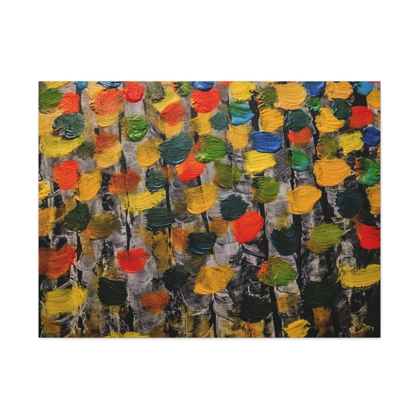 birch trees with color strokes - Abstract Color Bloom Matte Canvas Wall Art — Stretched 1.25"