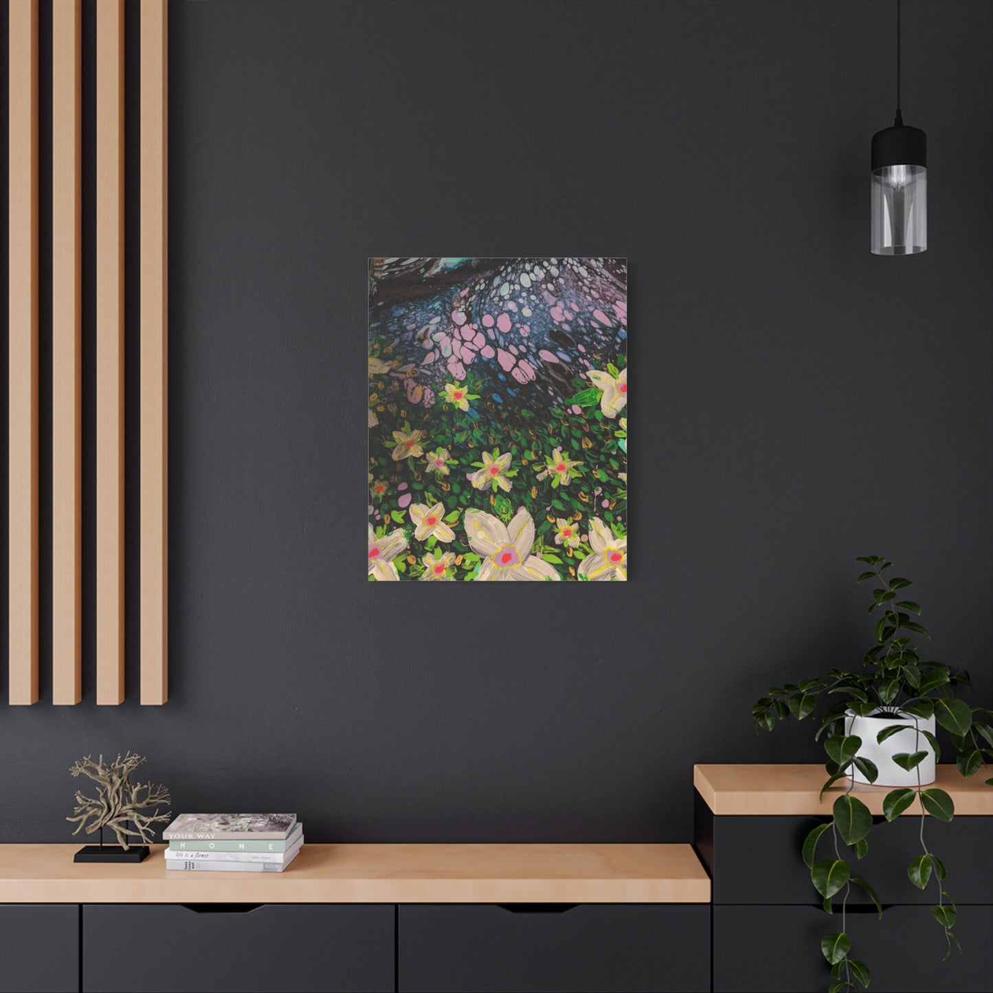 Floetrol&Flowers - Night Pour Garden Matte Canvas Print — Stretched Wall Art