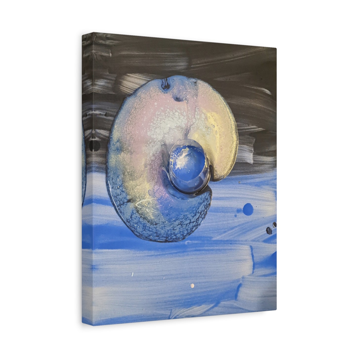 the nautilus - Abstract Blue Spiral Matte Canvas Art - Nautical Coastal Wall Decor
