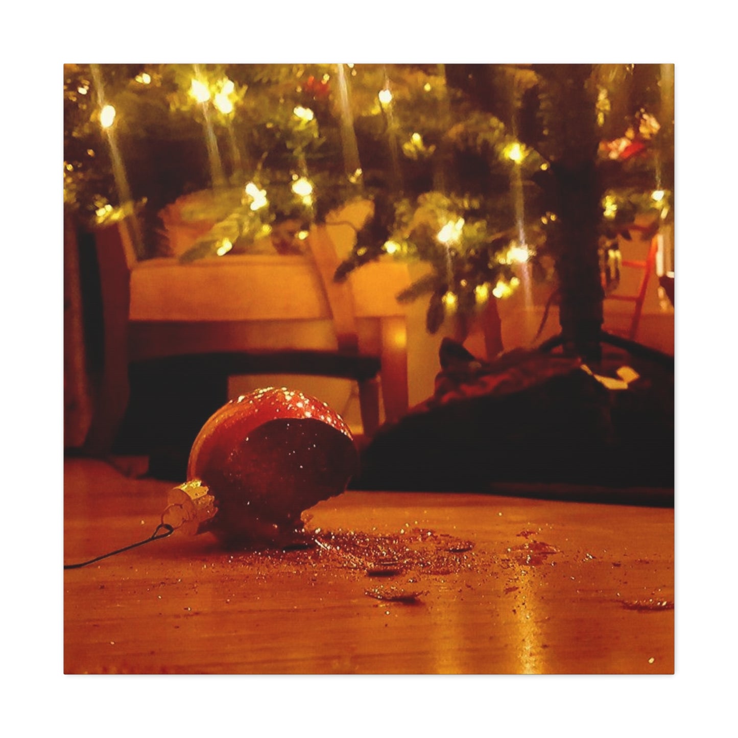 Christmas Tree Ornament Photo Canvas – Cozy Holiday Still Life Wall Art