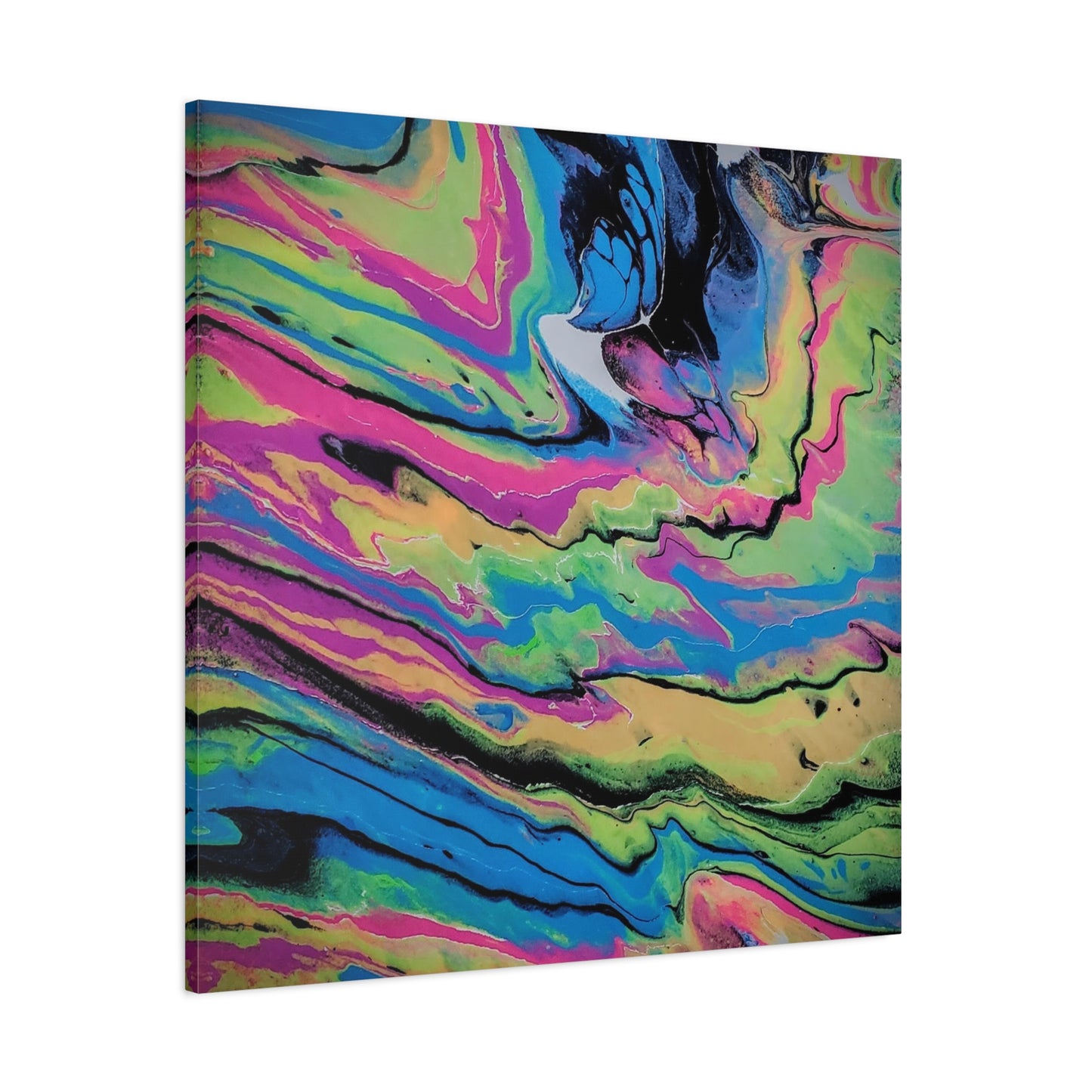 Abstract Neon Fluid Art Canvas Print — Vibrant Psychedelic Wall Decor