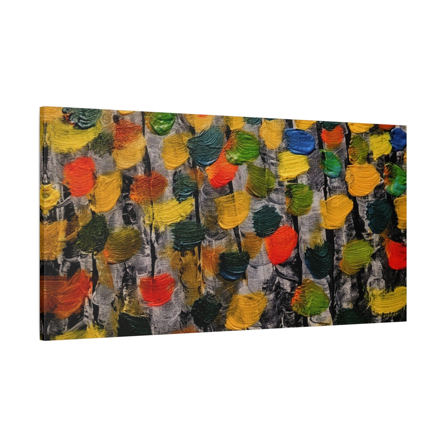 birch trees with color strokes - Abstract Color Bloom Matte Canvas Wall Art — Stretched 1.25"