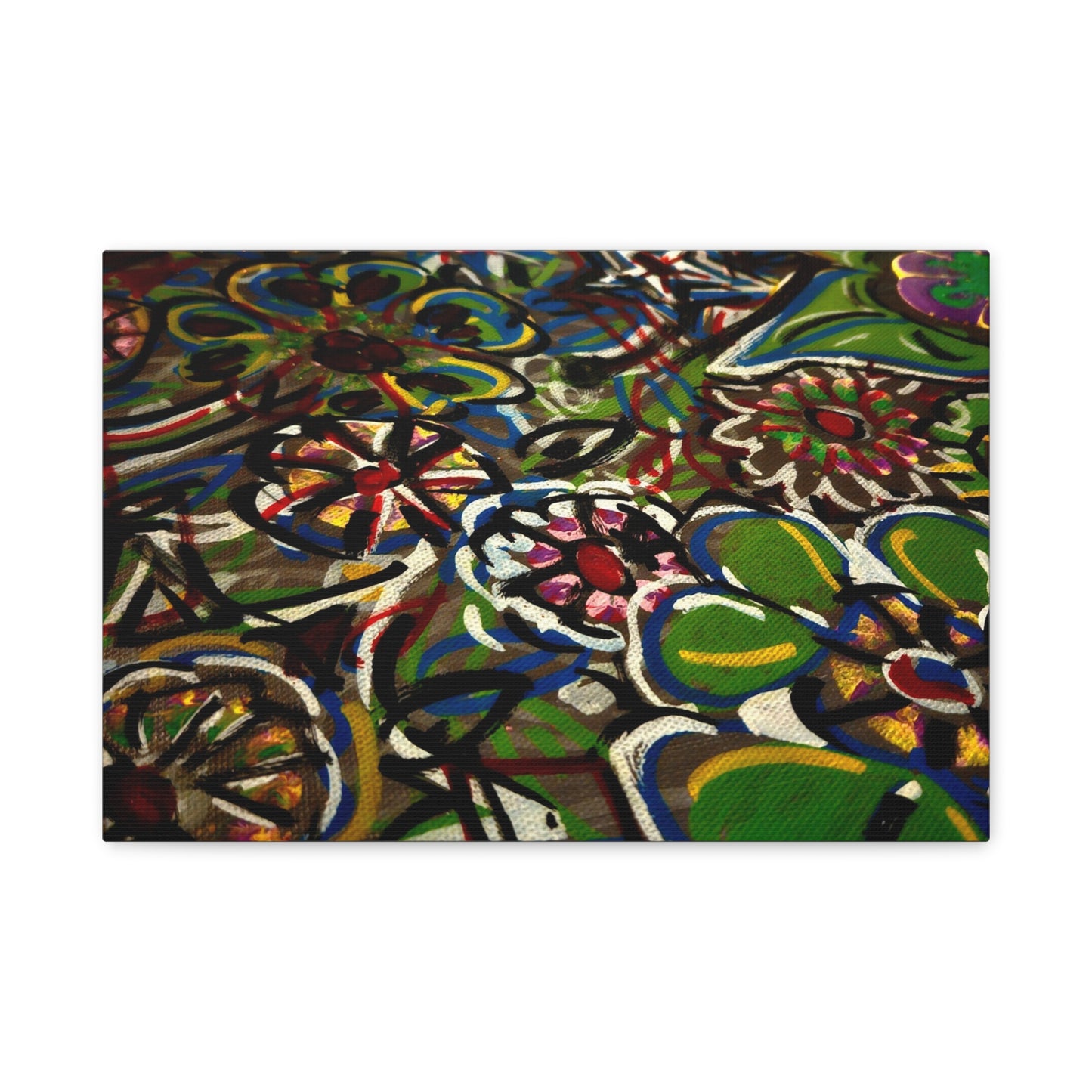 Urban_Gardening - Abstract Floral Canvas Print — Colorful Street-Art Style Stretched Wall Art